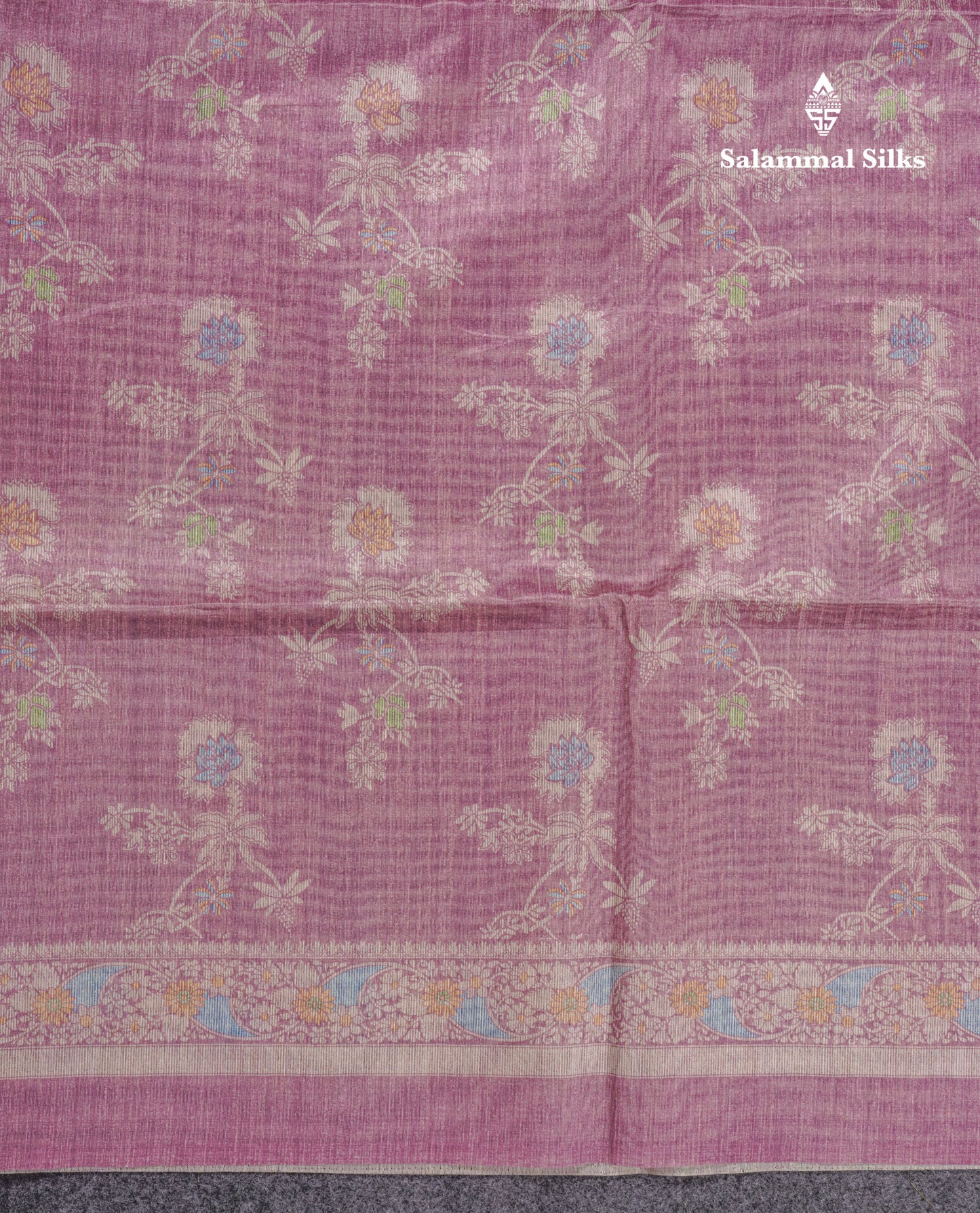 Light Violet Cotton Mix Saree With Self Blouse
