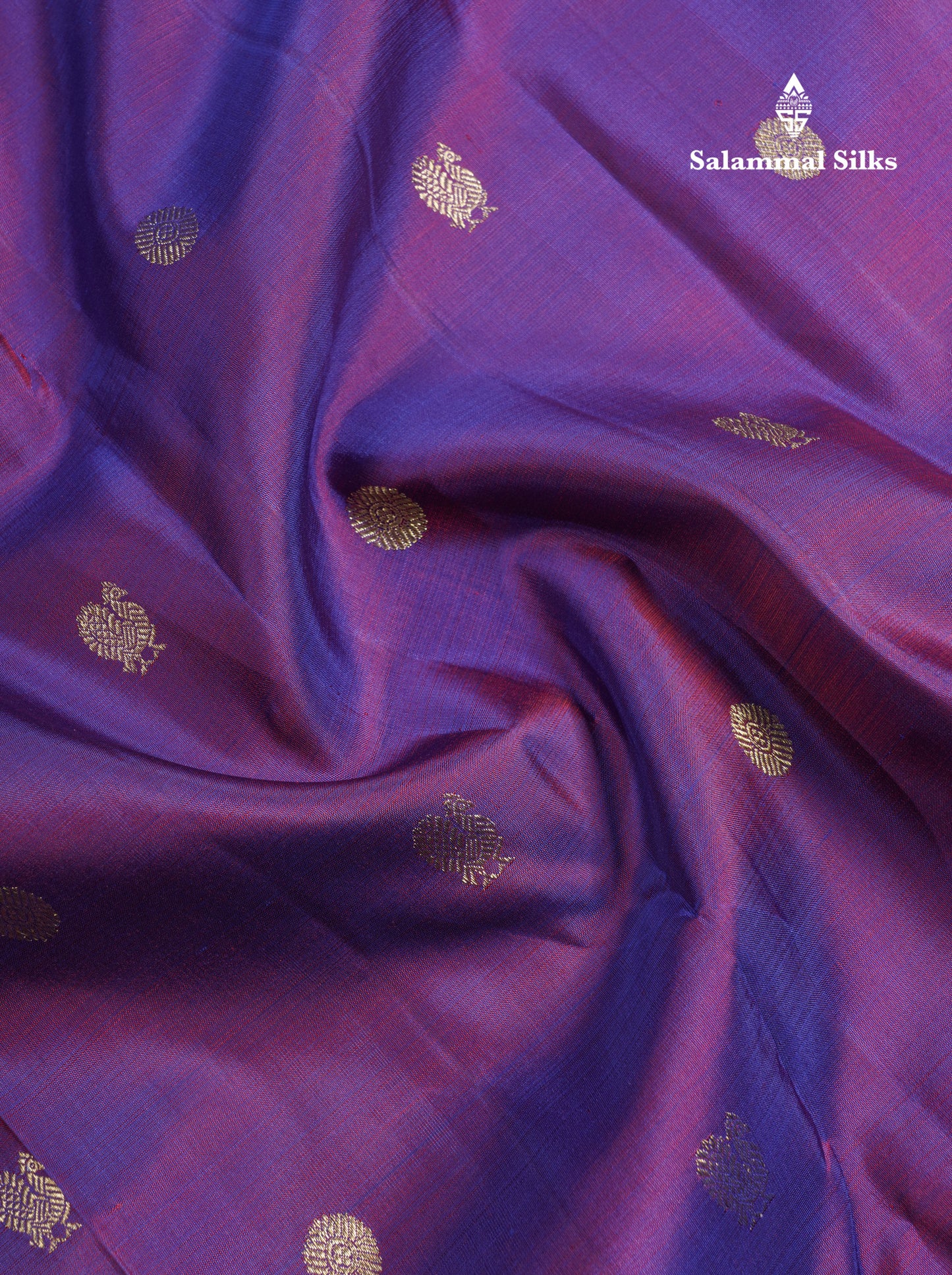Dual Tone Purple Pure Kanjivaram Silk Saree With Contrast Maroon Traditional Border