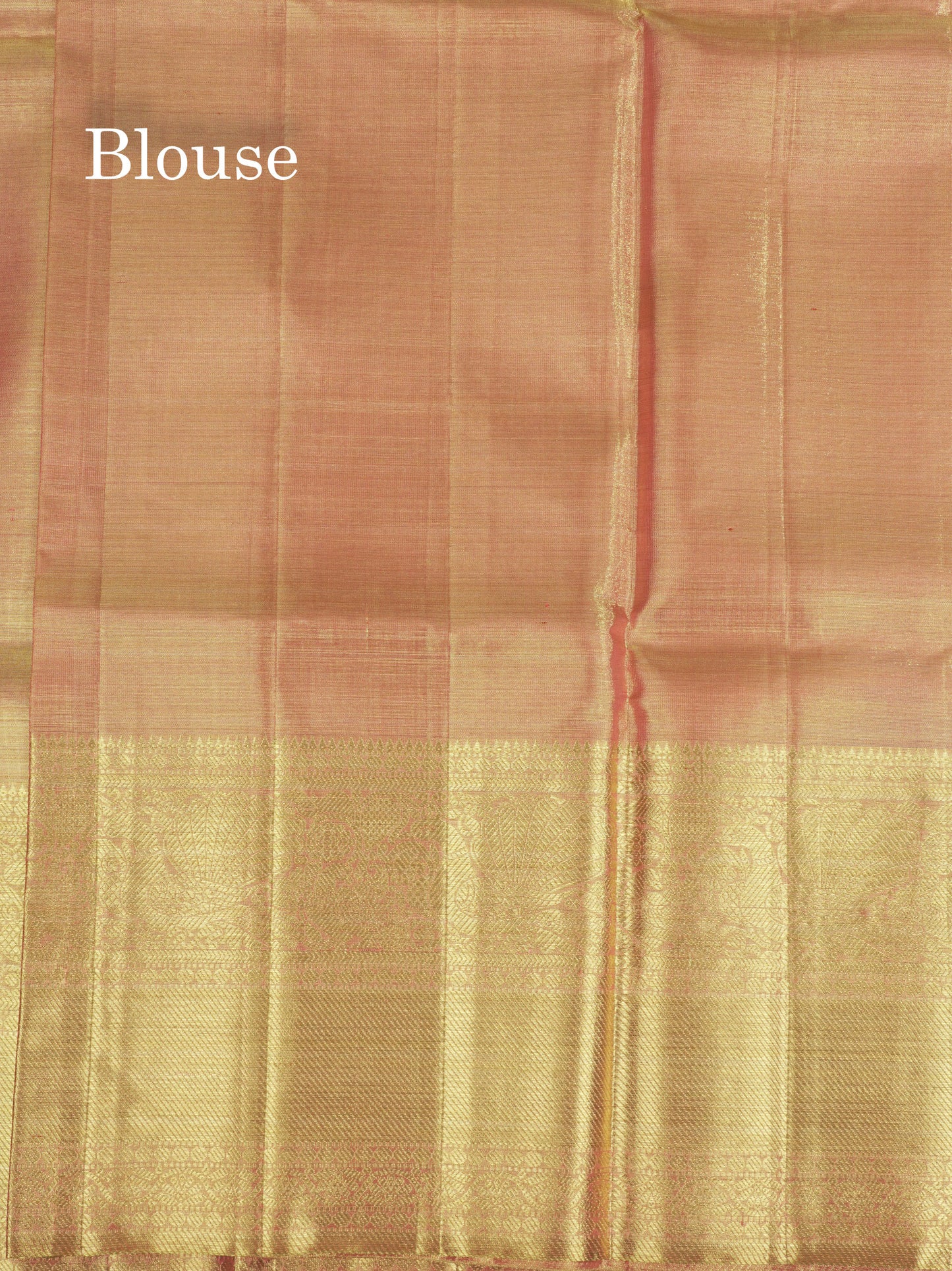 Beautiful Pink Tissue Plain Pure Kanjivaram Silk Saree (2G) Zari With Self Border
