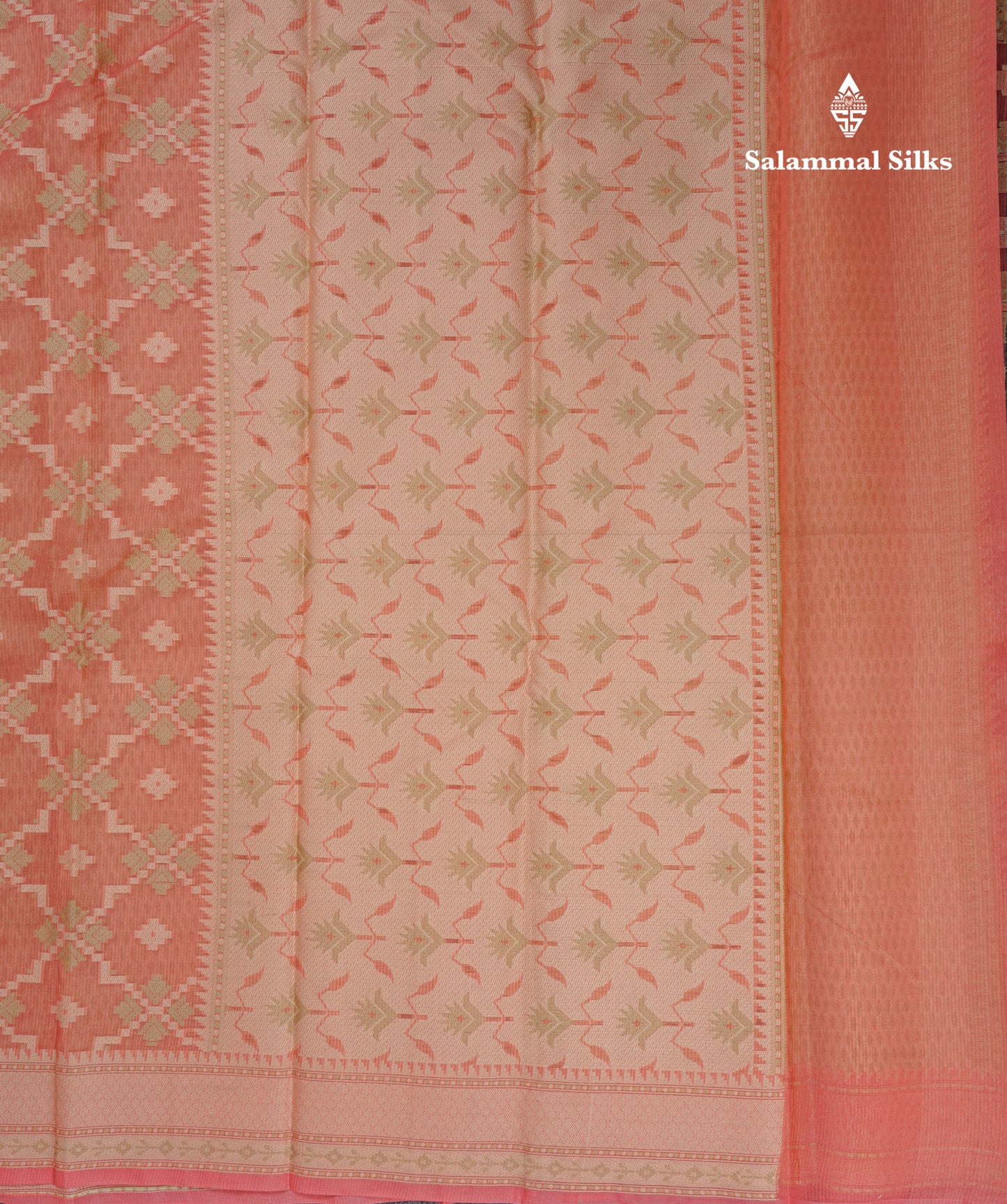 Pinkish Peach Thread Work Kota Saree With Fancy Border