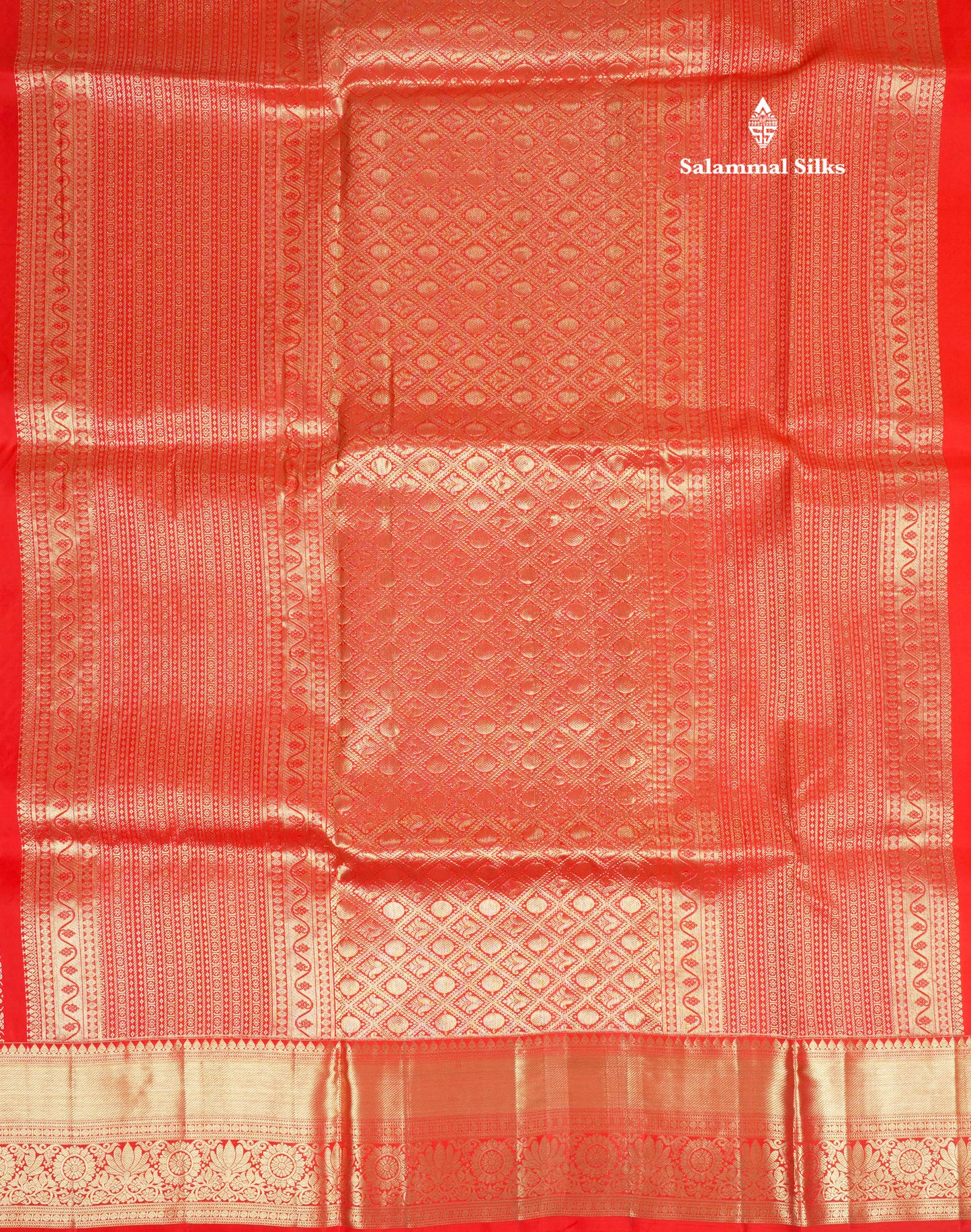 Chilly Red Bridal Pure Kanjivaram Silk Saree With Self Border