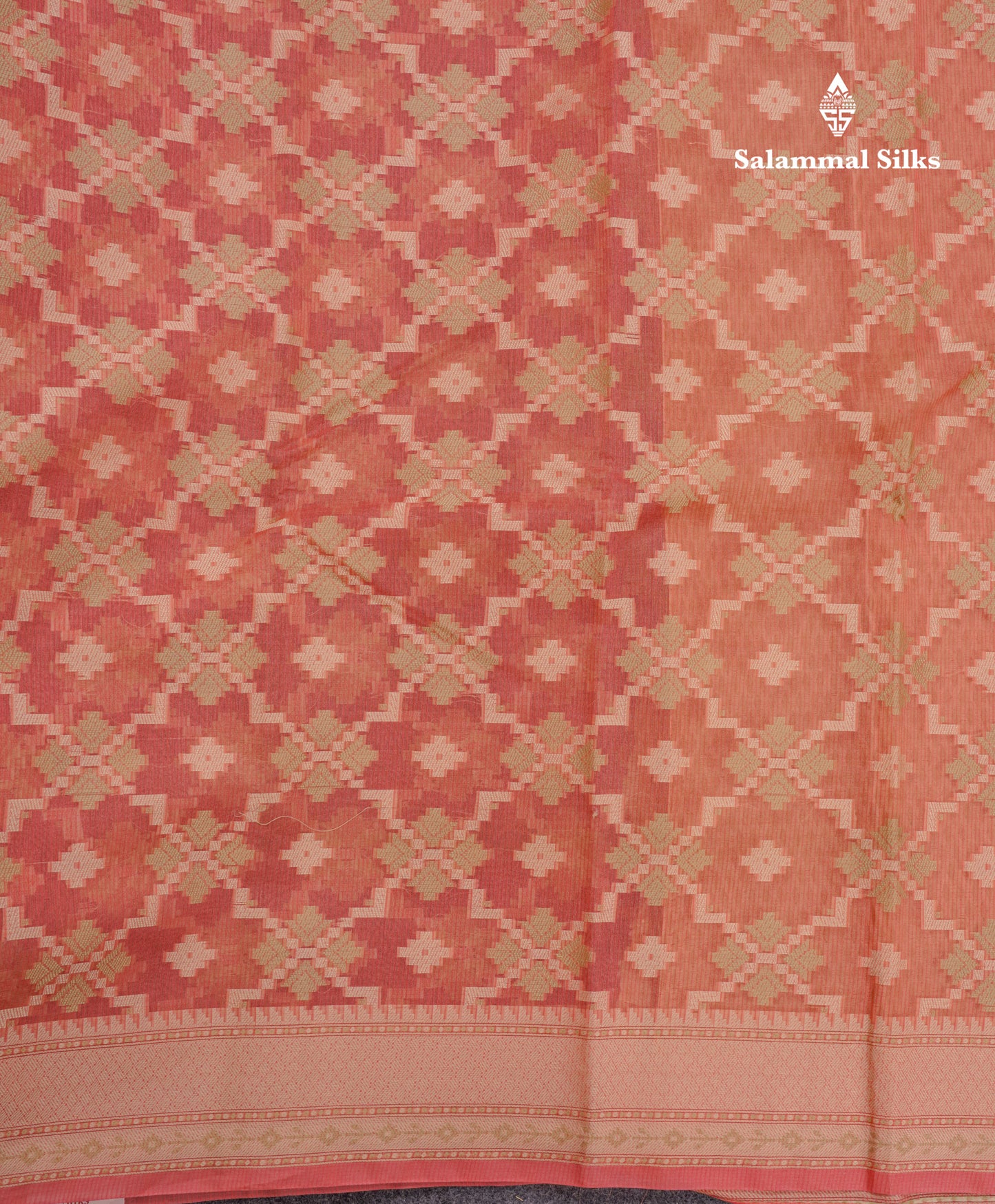 Pinkish Peach Thread Work Kota Saree With Fancy Border