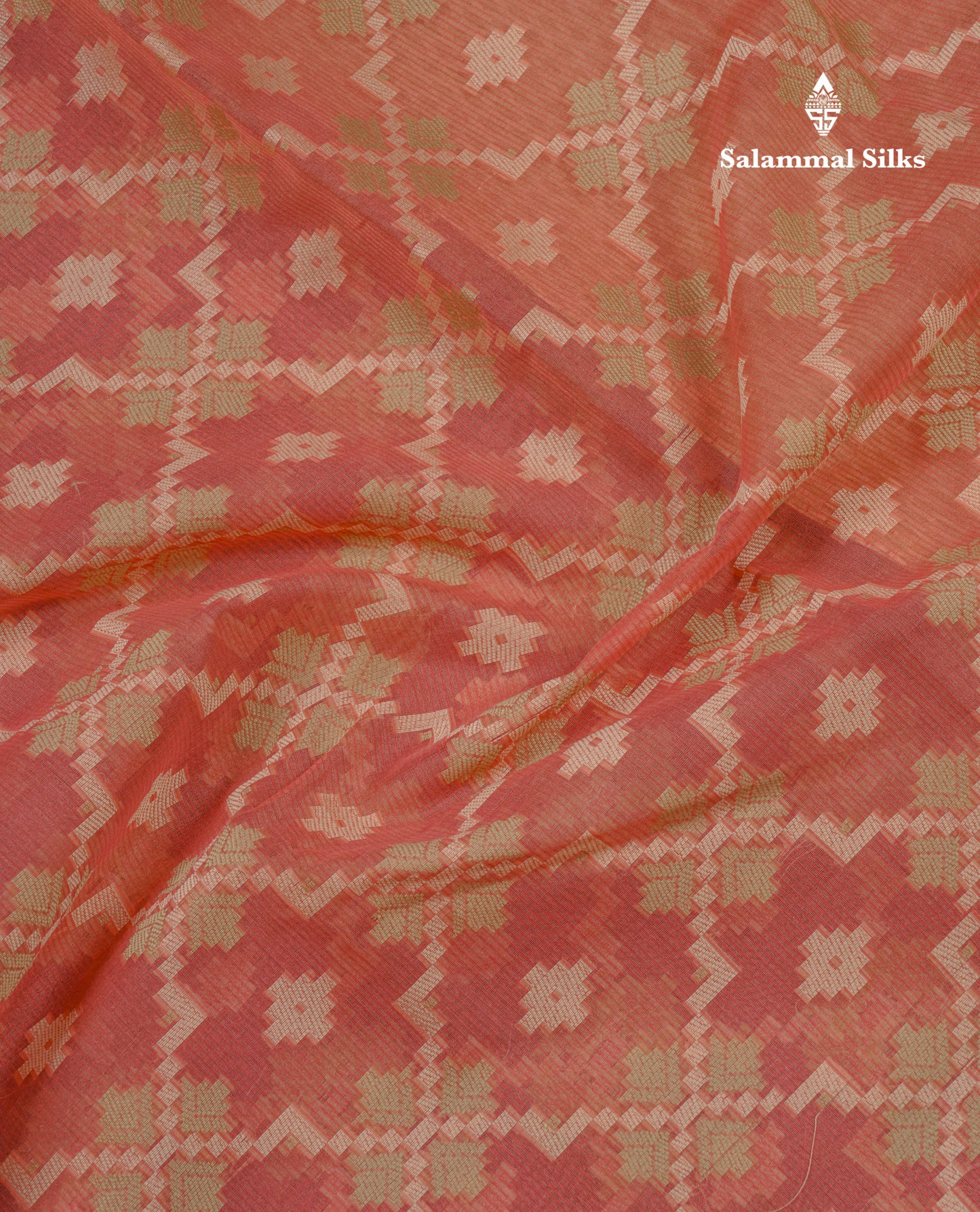 Pinkish Peach Thread Work Kota Saree With Fancy Border