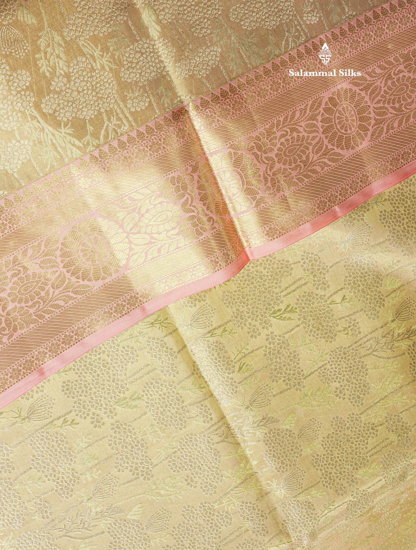 Sandal Tissue Bridal Pure Kanjivaram Silk Saree With Contrast Peach Border