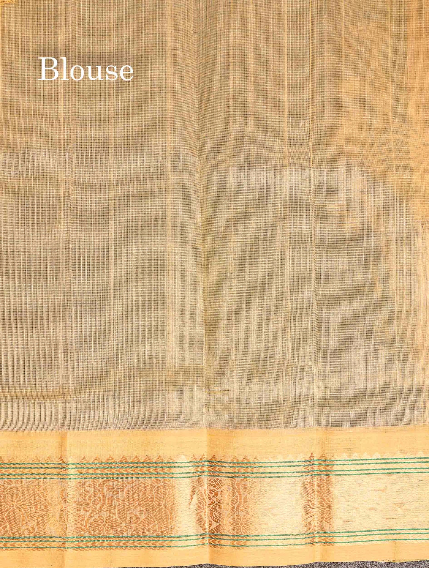 Pure Silk Cotton Saree - Bottle Green Plain Along With Contrast Cream Sandal Traditional Border