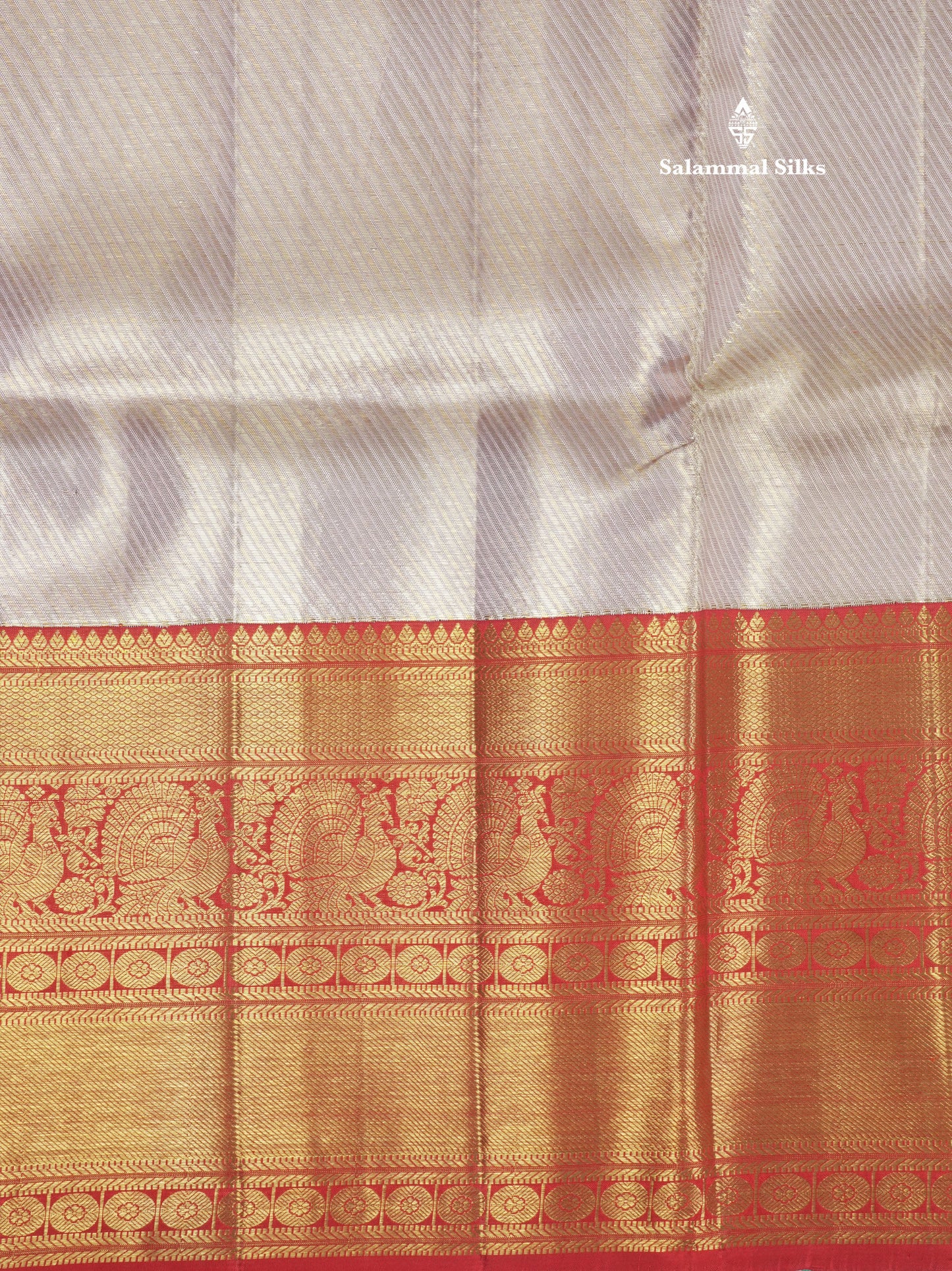 Beautiful Light Lavender Pure Kanjivaram Silk Saree (2G) Zari With Contrast Red Border