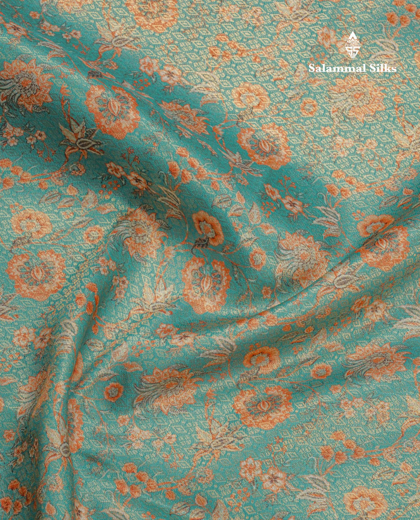 Saffire Green Tissue Fancy Semi Soft Silk Saree With Long Border