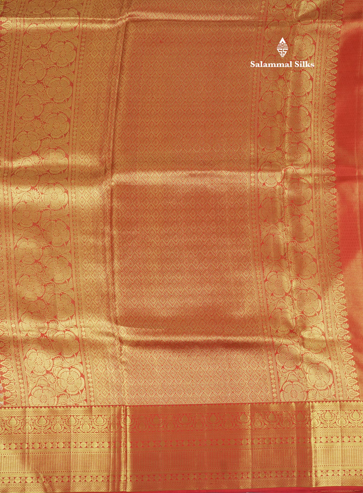 Geometric Multicolour Tissue Fancy Bridal Pure Kanjivaram Silk Saree With Contrast Red Border