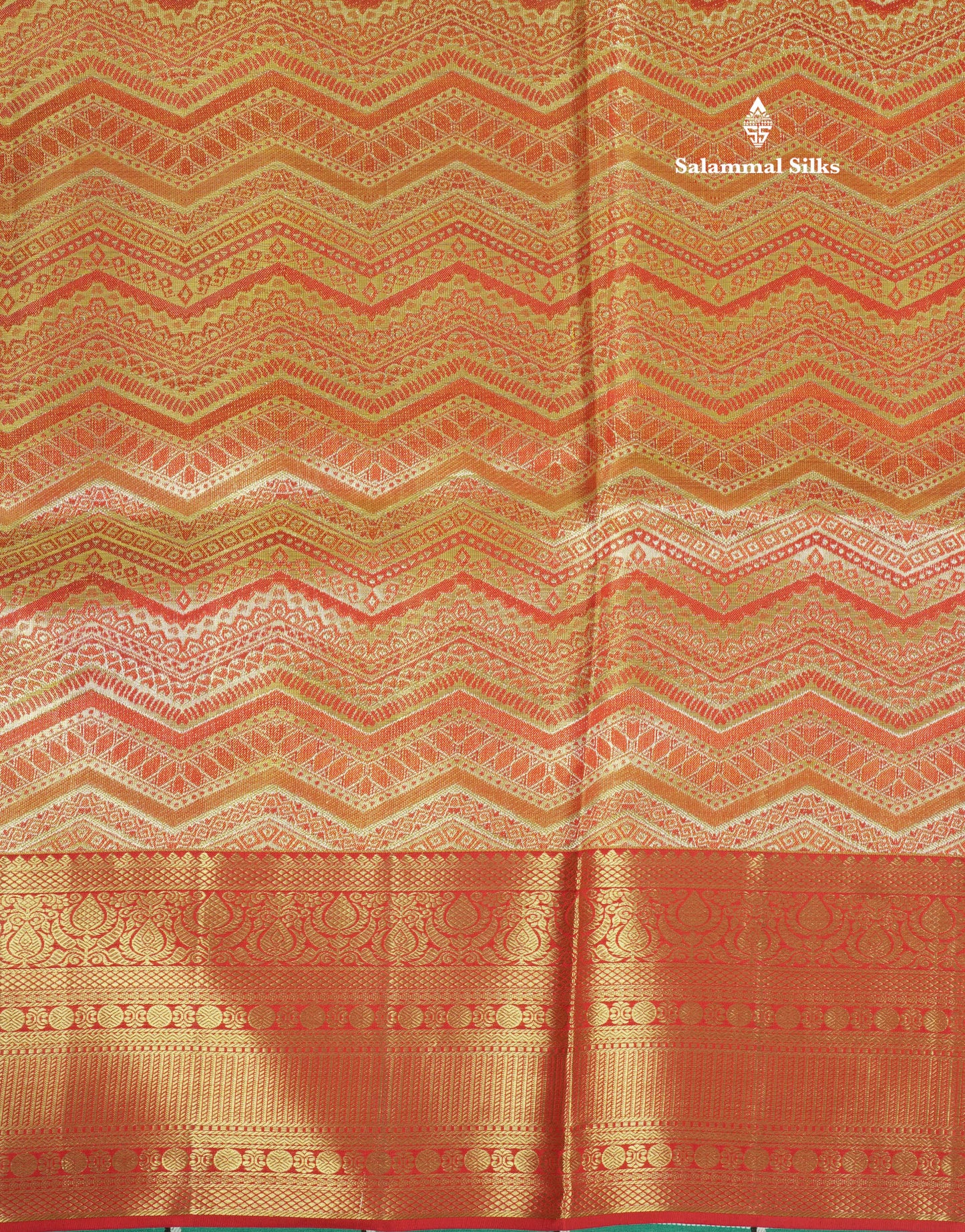 Geometric Multicolour Tissue Fancy Bridal Pure Kanjivaram Silk Saree With Contrast Red Border