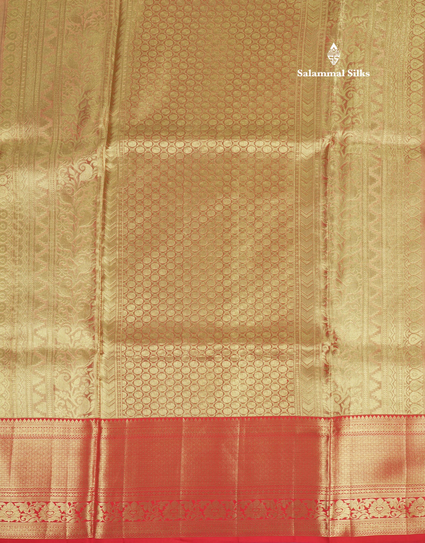 Light Orange Tissue Bridal Pure Kanjivaram Silk Saree With With Contrast Red Border