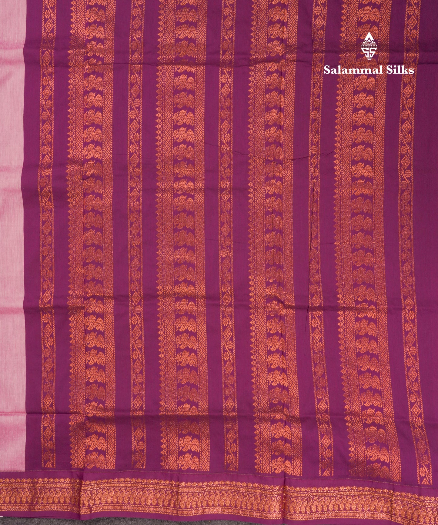 Light Pink Kalyani Cotton Saree With Contrast Magenta Border