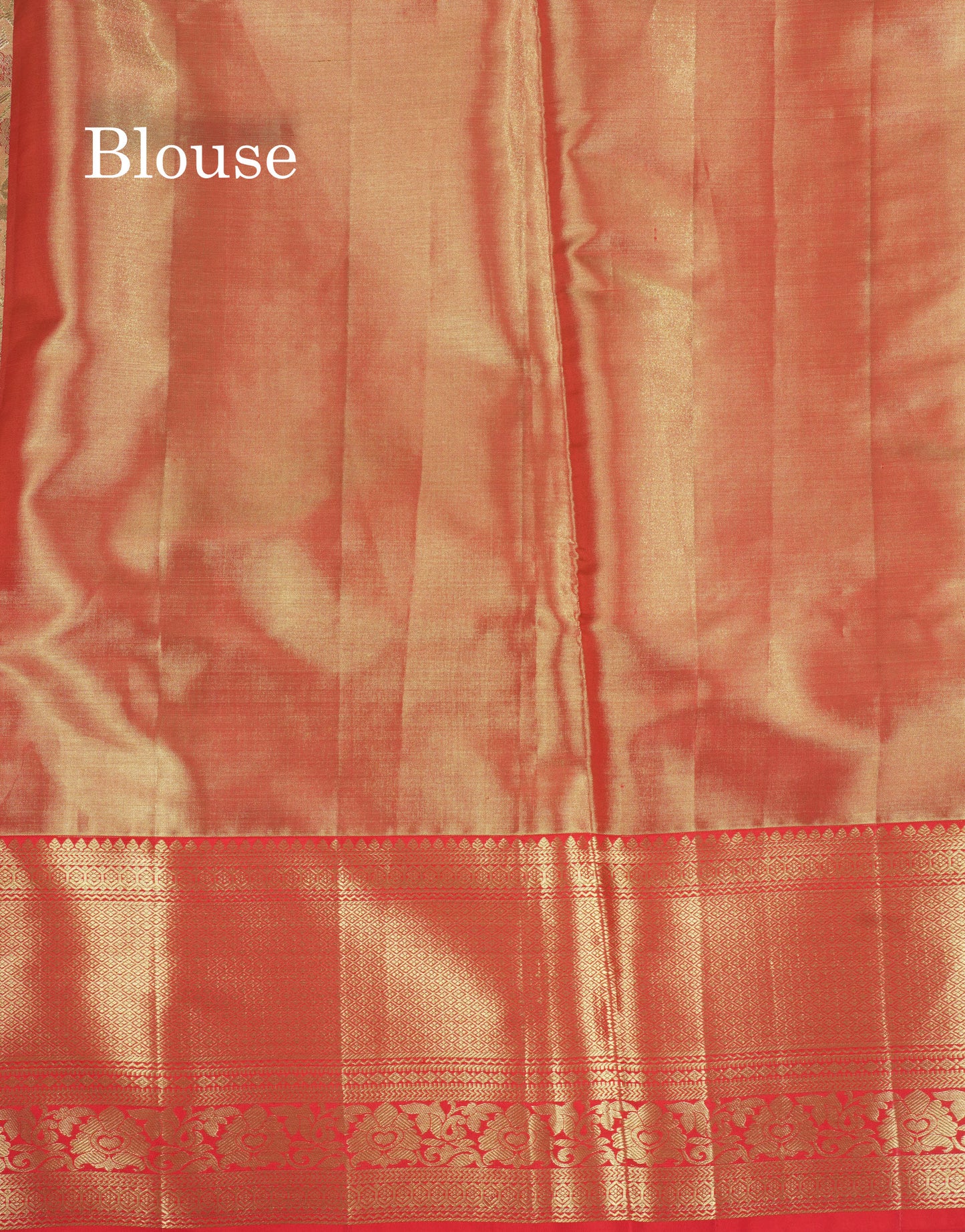 Light Orange Tissue Bridal Pure Kanjivaram Silk Saree With With Contrast Red Border
