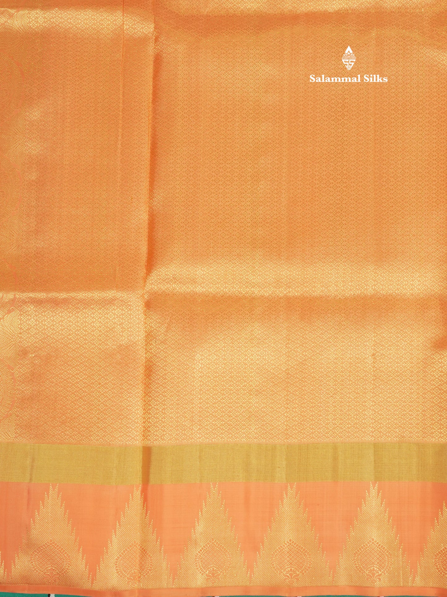 Orange Mennakari Work Pure Kanjivaram Silk Saree With Temple Border