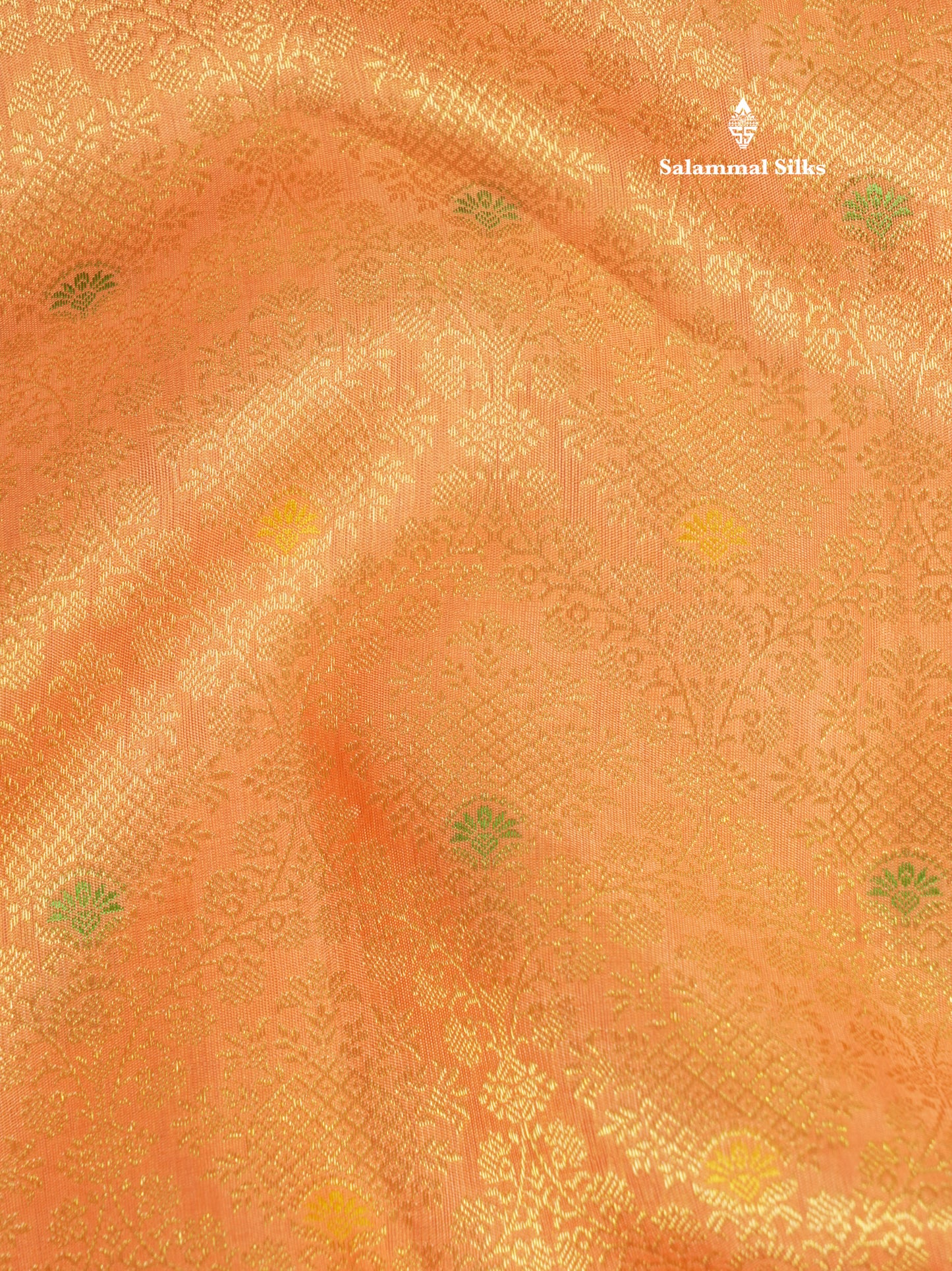 Orange Mennakari Work Pure Kanjivaram Silk Saree With Temple Border