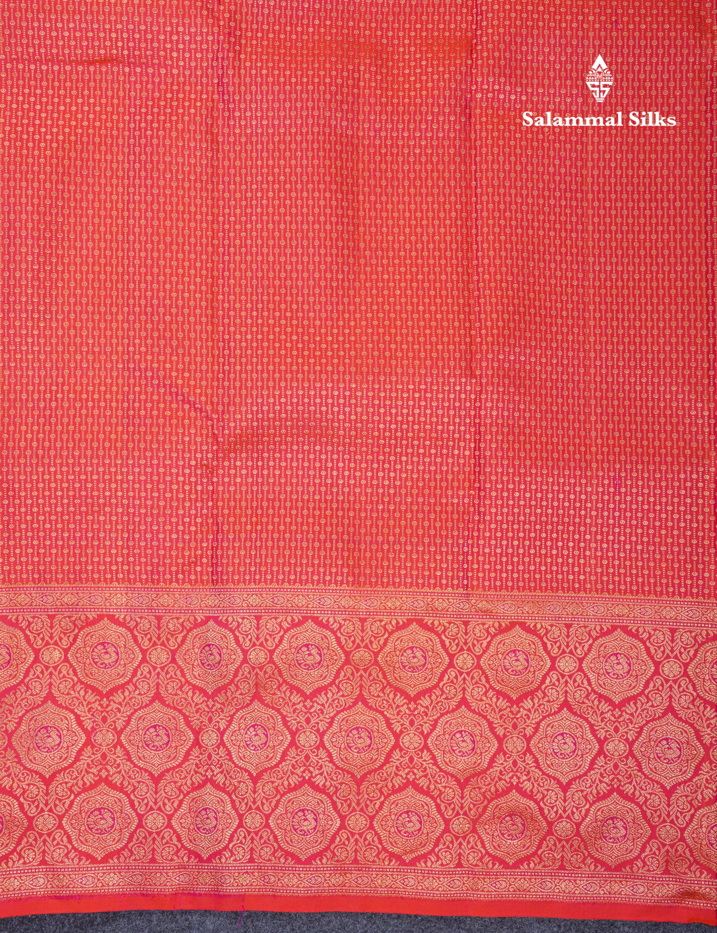 Pastel Blue Zari Checks With Traditional Butta Bridal Pure Kanjivaram Silk Saree With Contrast Pinkish Orange Border