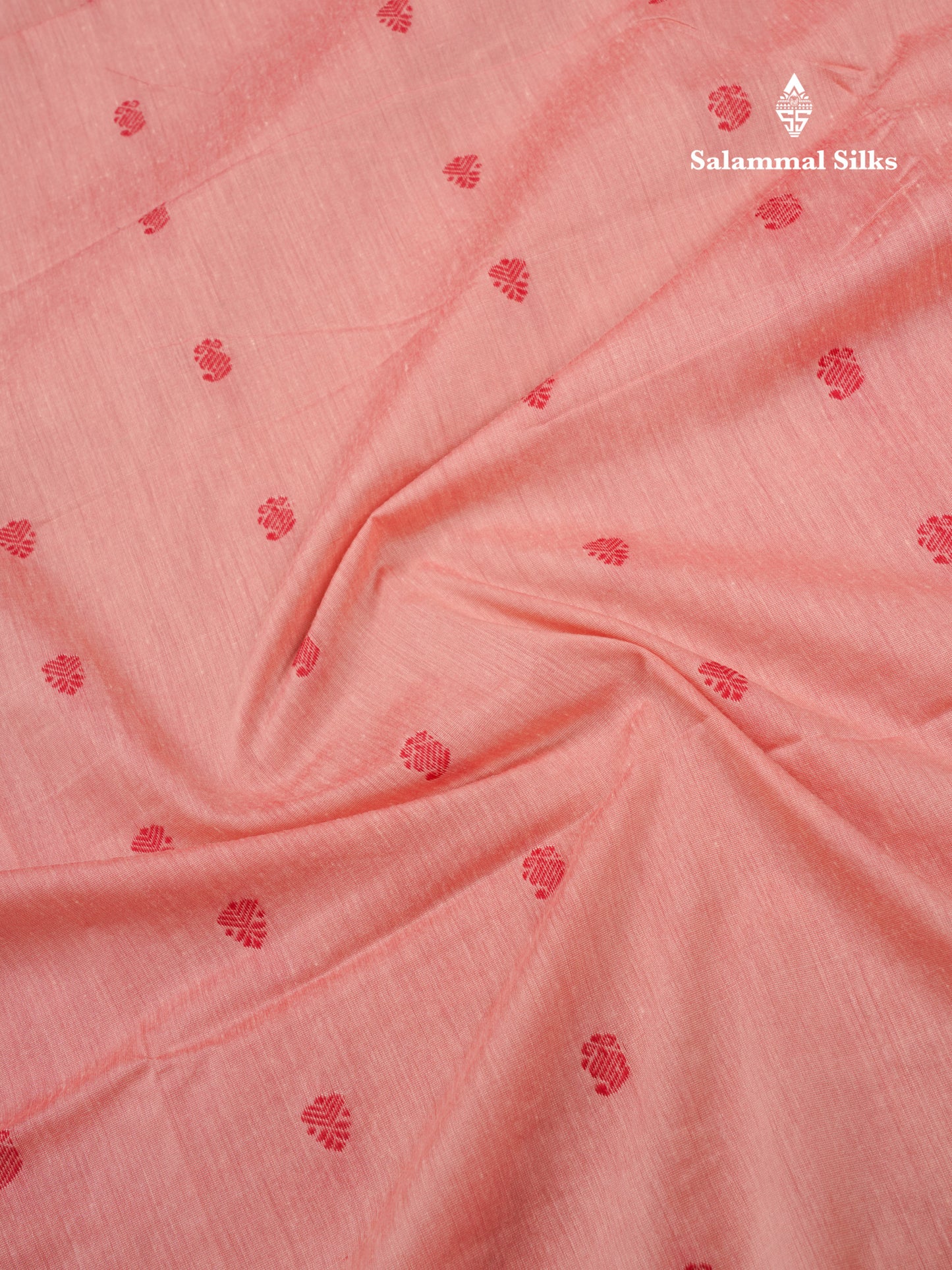 Dark Peach Kalyani Cotton Saree With Contrast Chilly Red Border