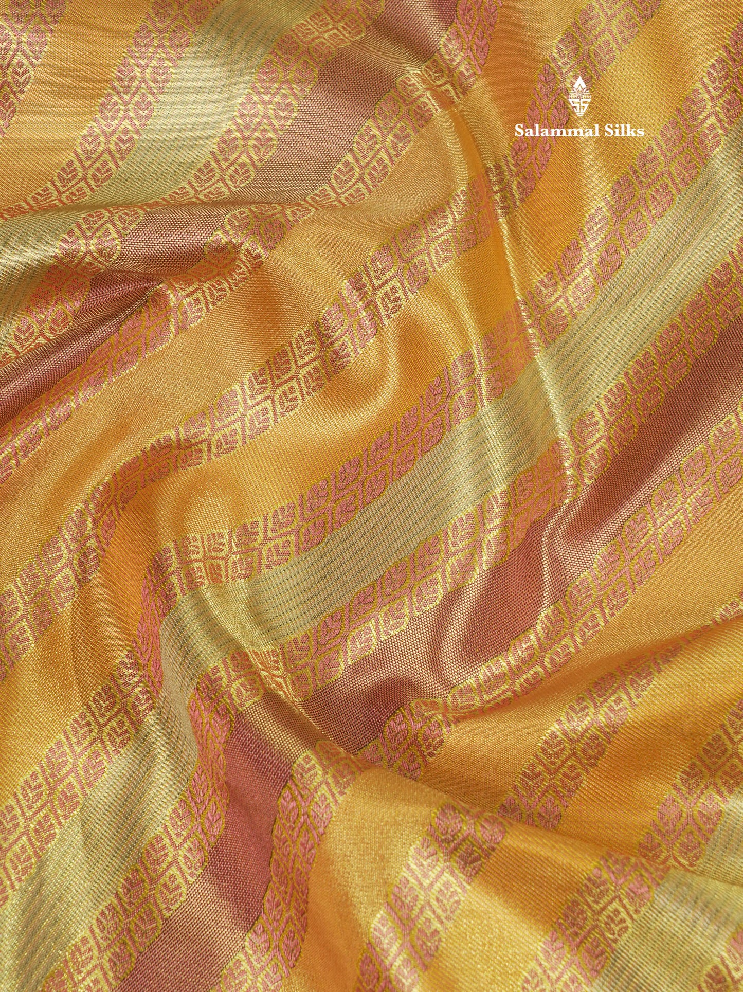 Multicolour Fancy Pure Kanjivaram Silk Saree With Contrast Mustard Yellow Border
