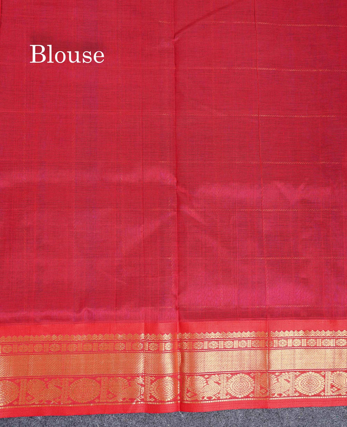 Pure Silk Cotton Saree - Royal Blue Checks With Traditional Butta Along With Contrast Chilly Red Traditional Border