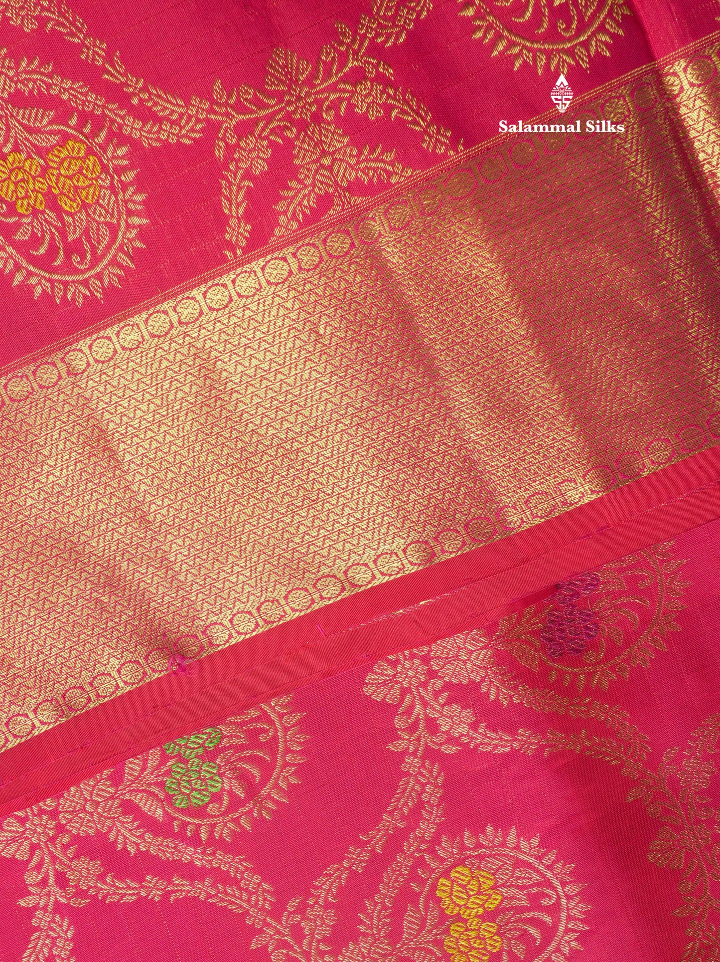 Kanjivaram Pure Silk Saree Reddish Pink With Evening Morning Fancy Border