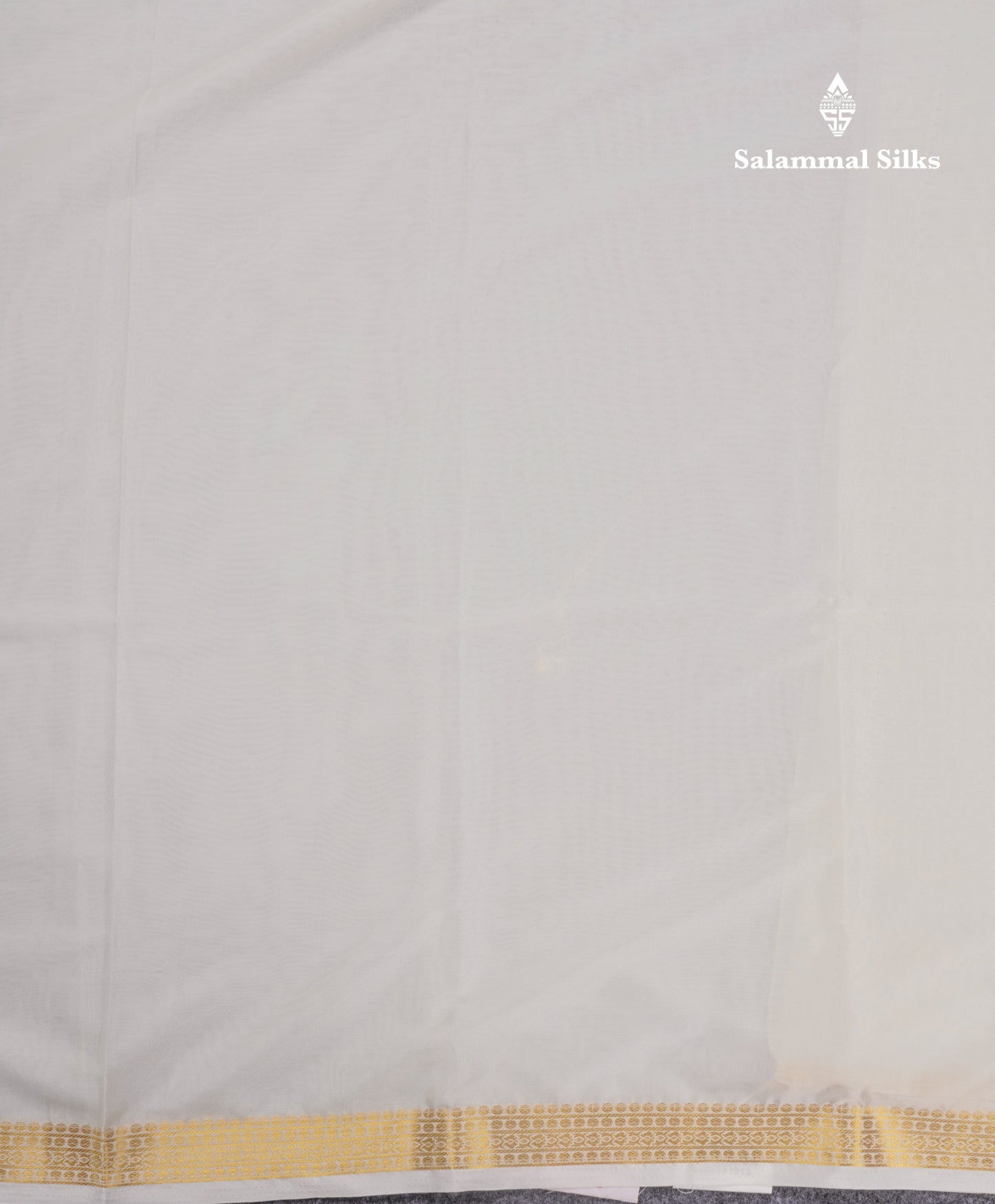 White Plain Semi Mysore Crepe Saree With Small Traditional Border