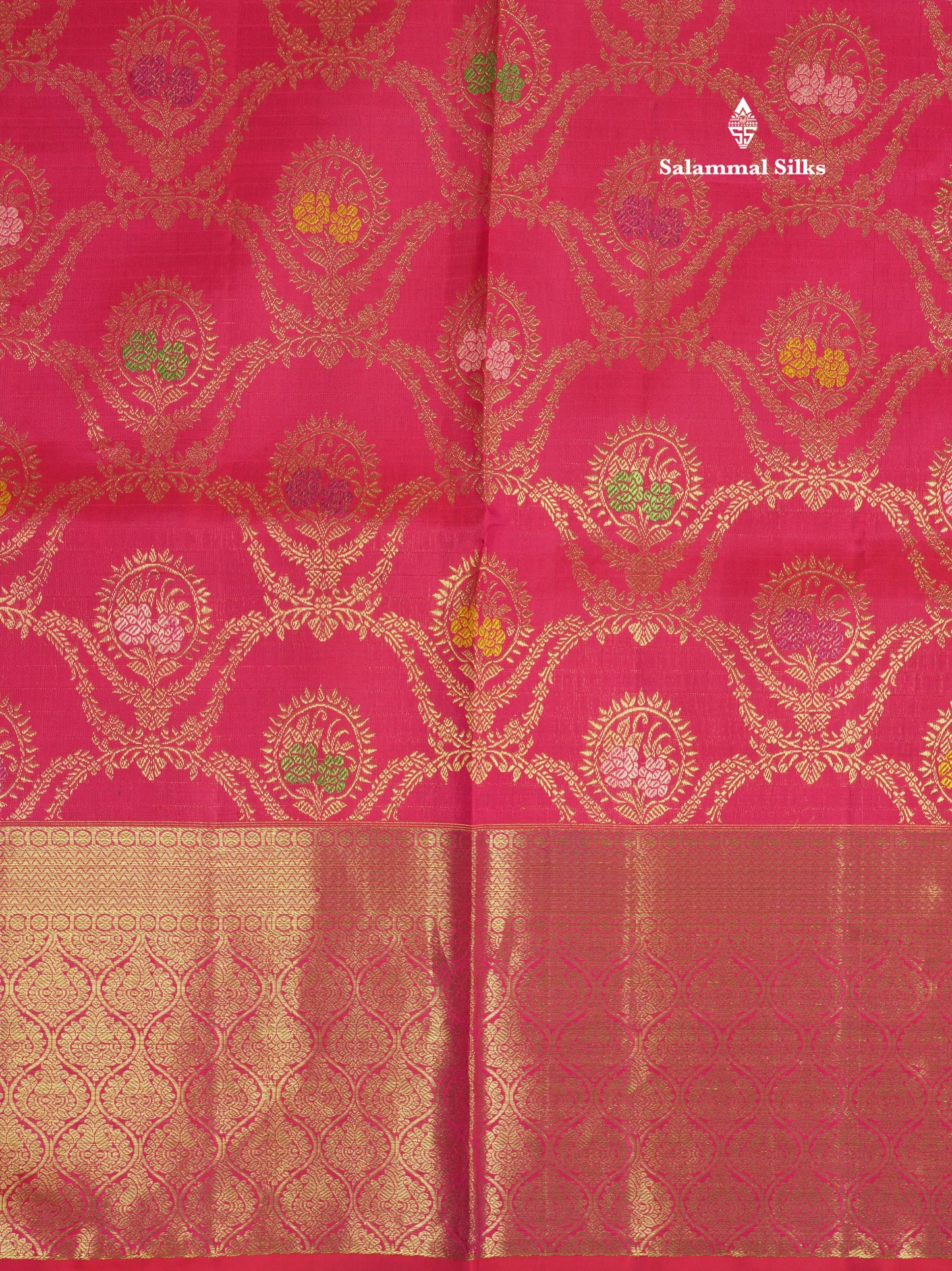 Kanjivaram Pure Silk Saree Reddish Pink With Evening Morning Fancy Border