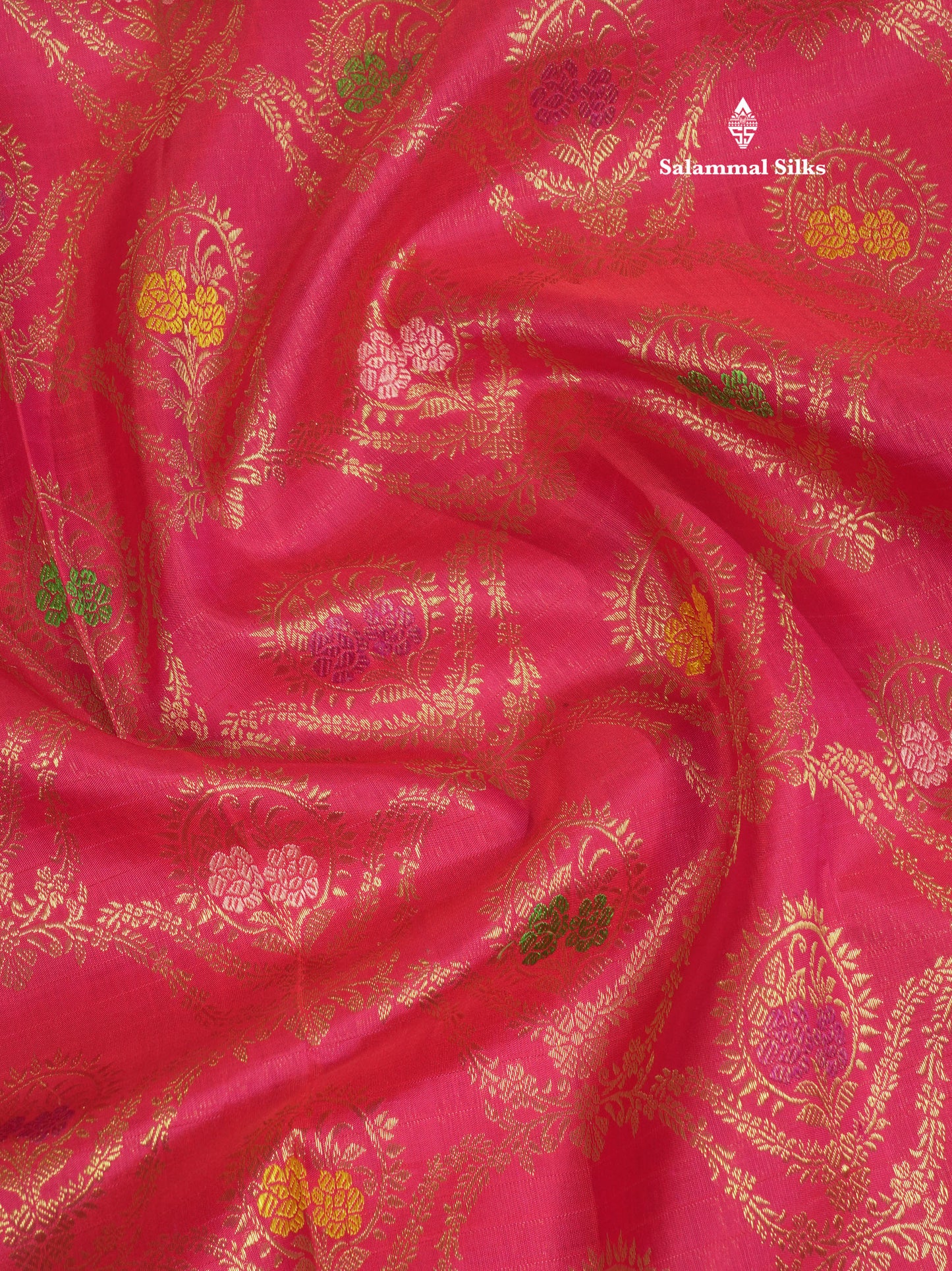 Kanjivaram Pure Silk Saree Reddish Pink With Evening Morning Fancy Border