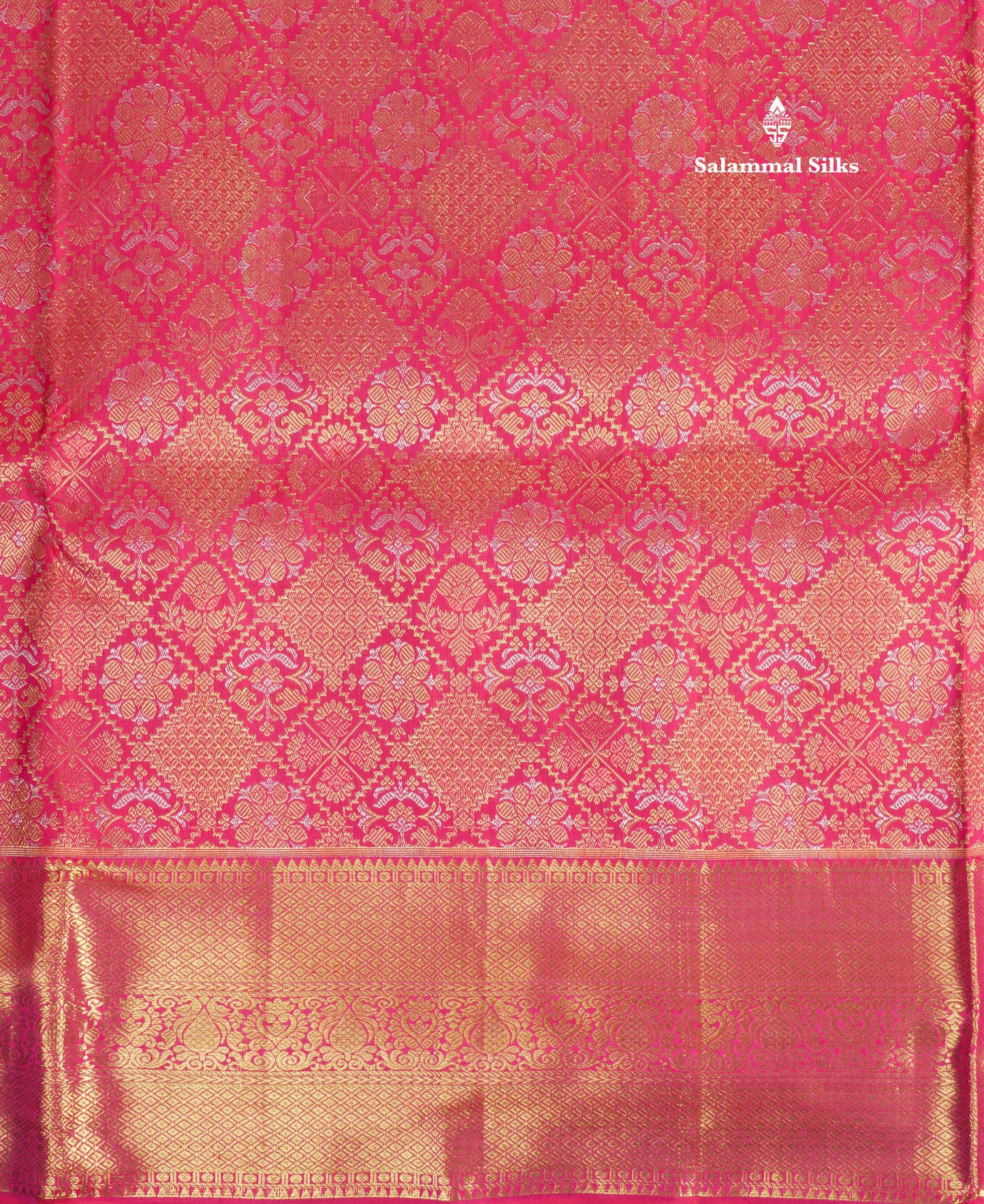 Pinkish Red Bridal Pure Kanjivaram Silk Saree With Self Border