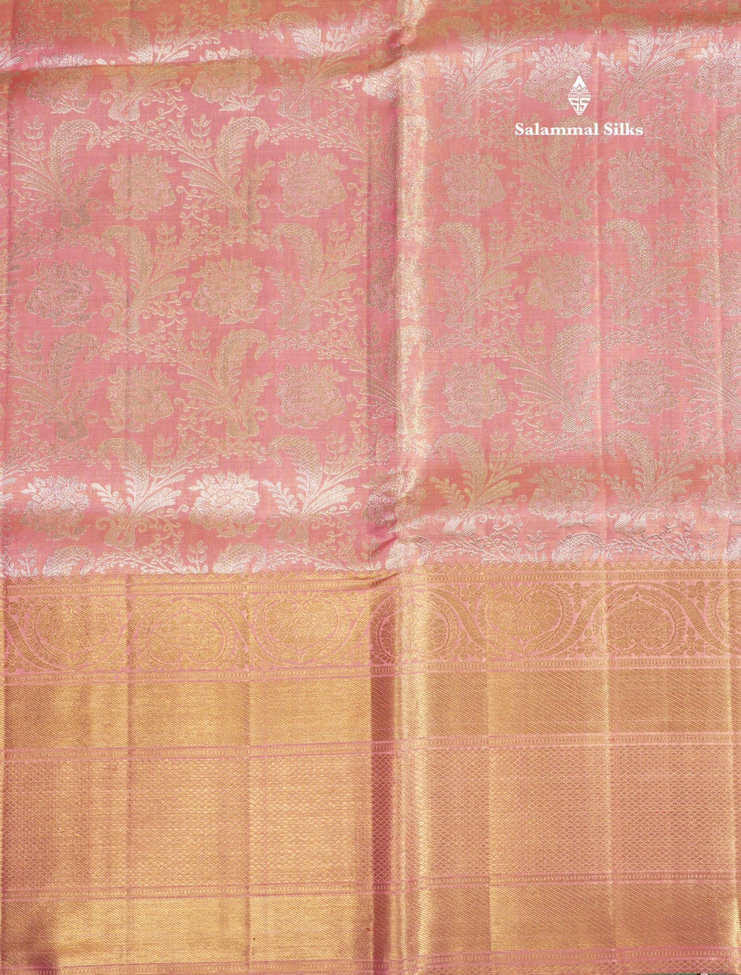 Beautiful Pink Tissue Pure Kanjivaram Silk Saree (2G) Zari With Self Border