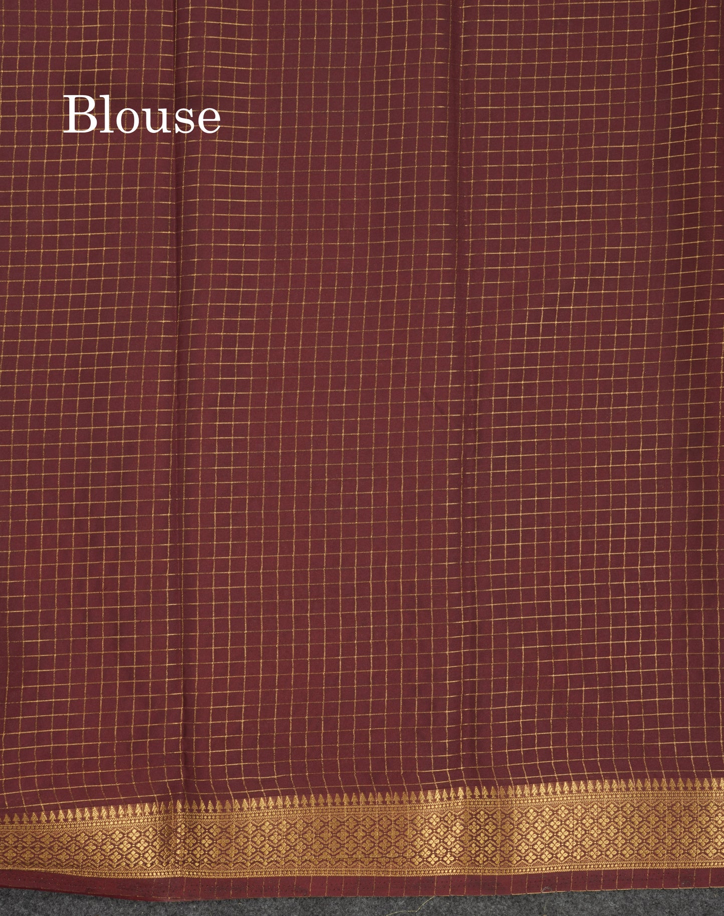 Sky Blue Small Checks Semi Mysore Crepe Saree With Contrast Navy Blue Small Border
