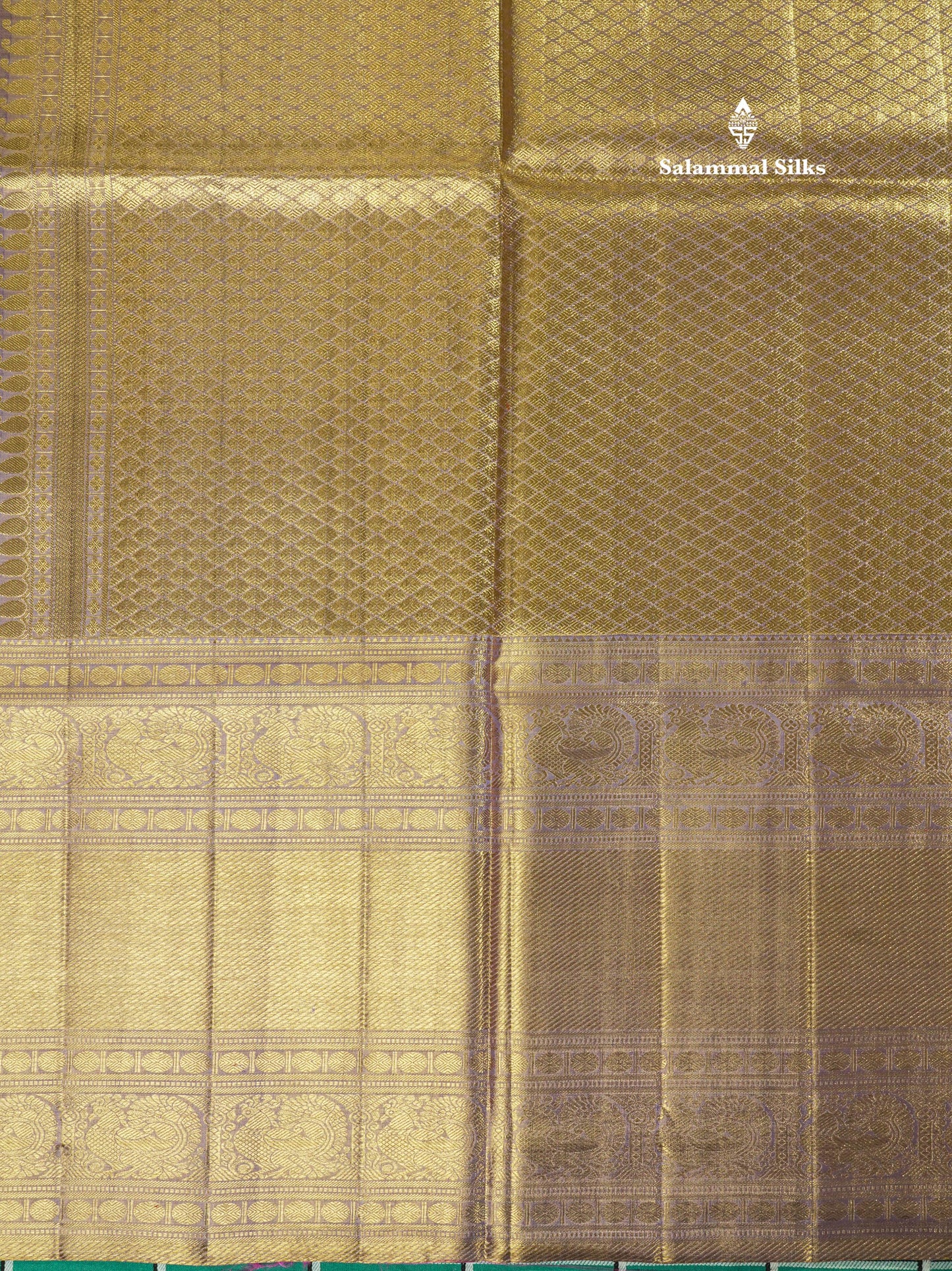 Beautiful Orange Tissue Pure Kanjivaram Silk Saree (2G) Zari With Contrast Lavender Border