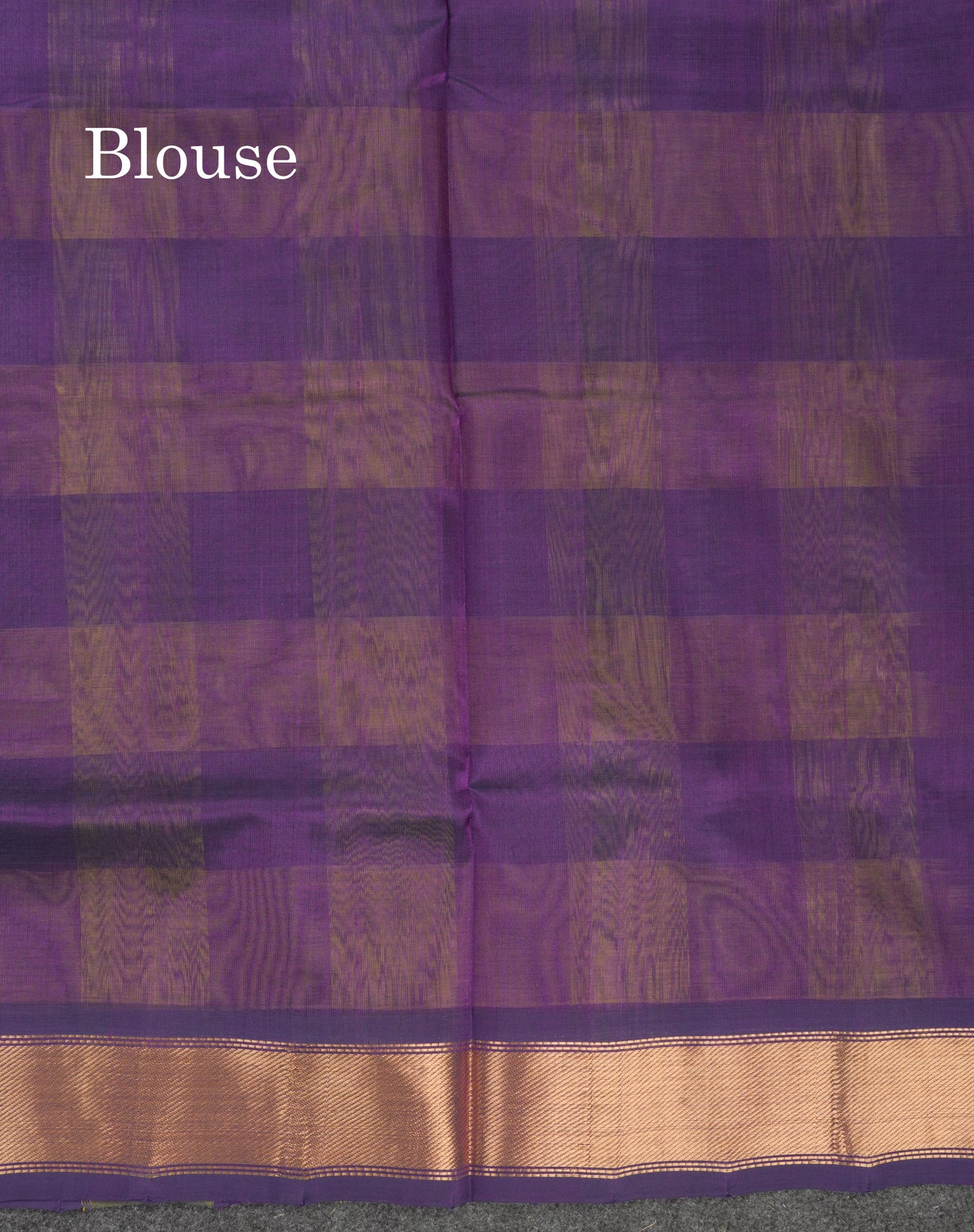 Paalum Pazham Checks Pure Silk Cotton Saree With Contrast Violet Blouse