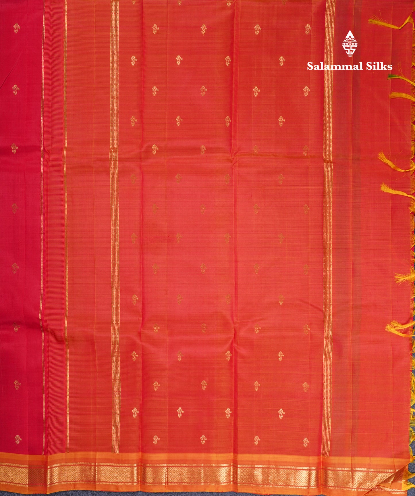 Red Beautiful Pure Kanjivaram Silk Saree With Mustard Yellow Traditional One Side Small Border