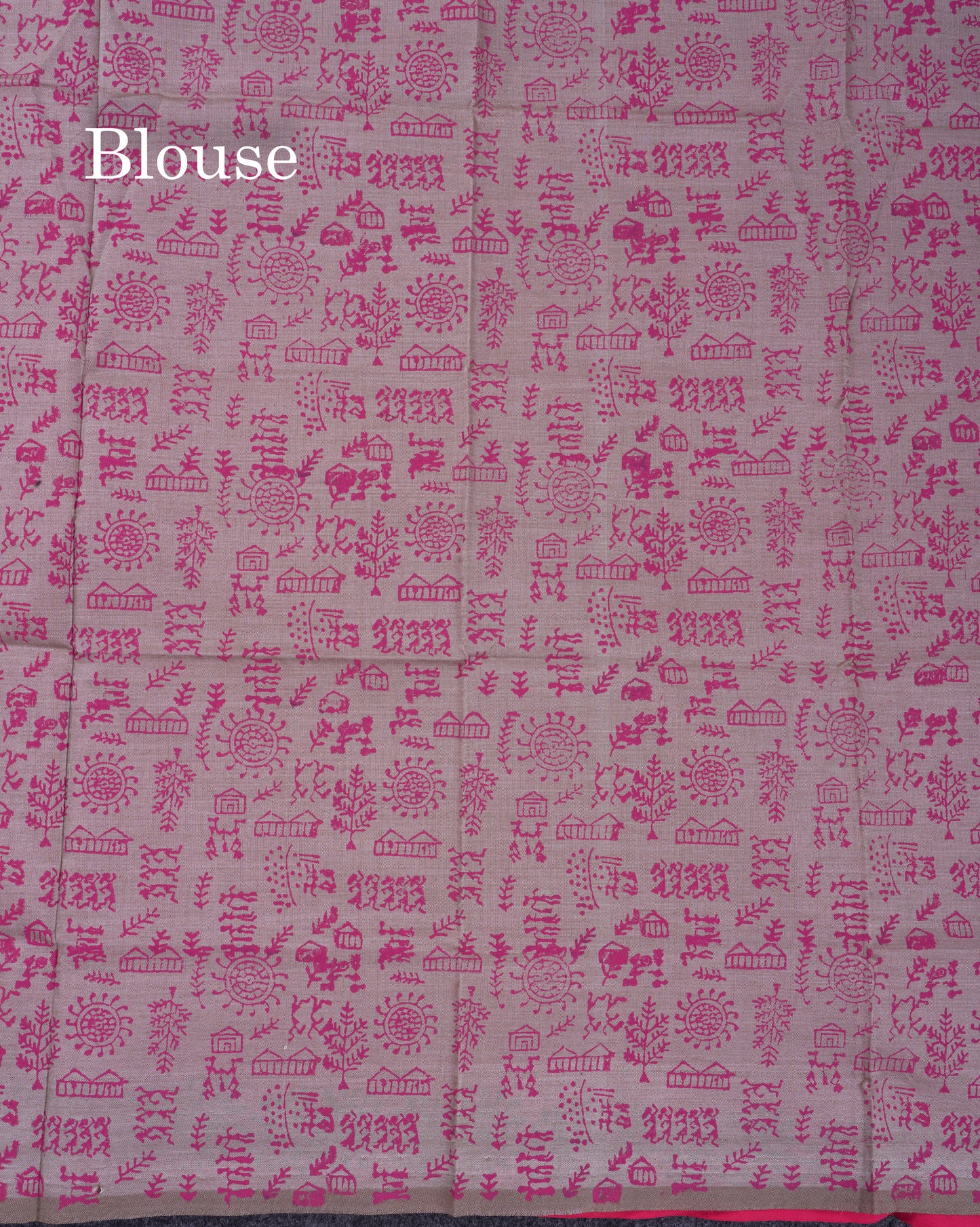 Beautiful Pink Mirror Work South Cotton Printed Saree With Contrast Cream Sandal Blouse