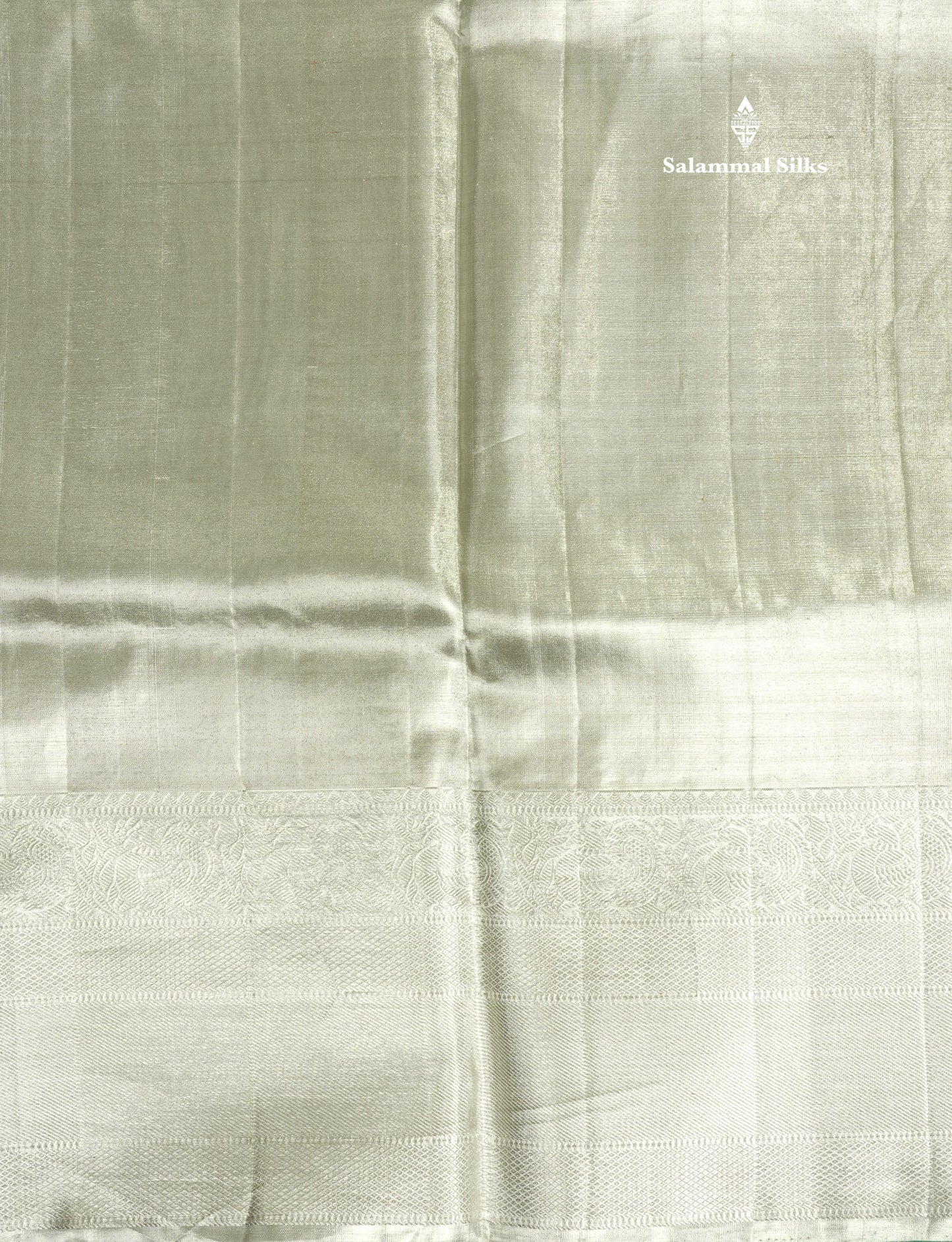 Beautiful Silver Colour Tissue Pure Kanjivaram Silk Saree (2G) Zari With Self Border
