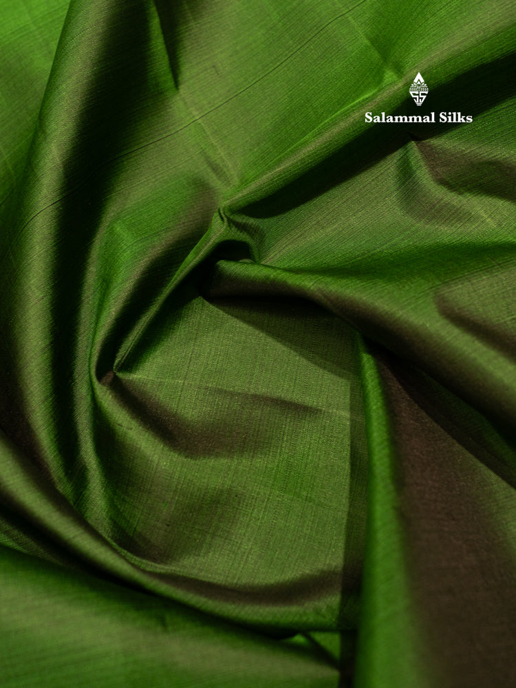 Bottle Green Colour Kanjivaram Pure Silk Saree With Navy Blue Double Border