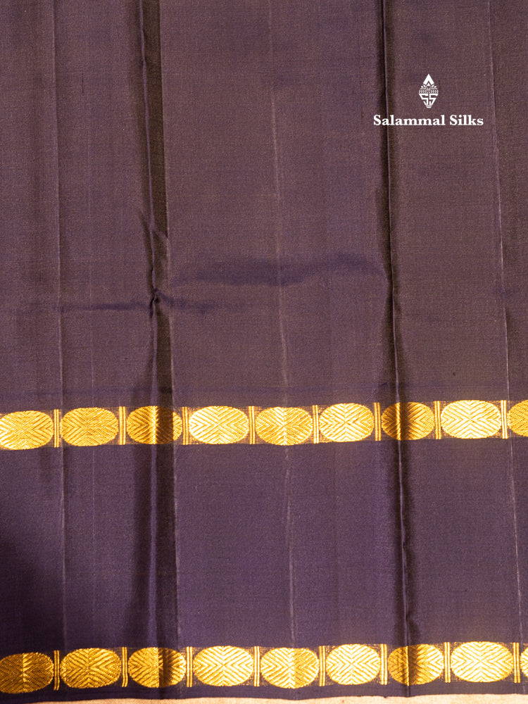 Bottle Green Colour Kanjivaram Pure Silk Saree With Navy Blue Double Border