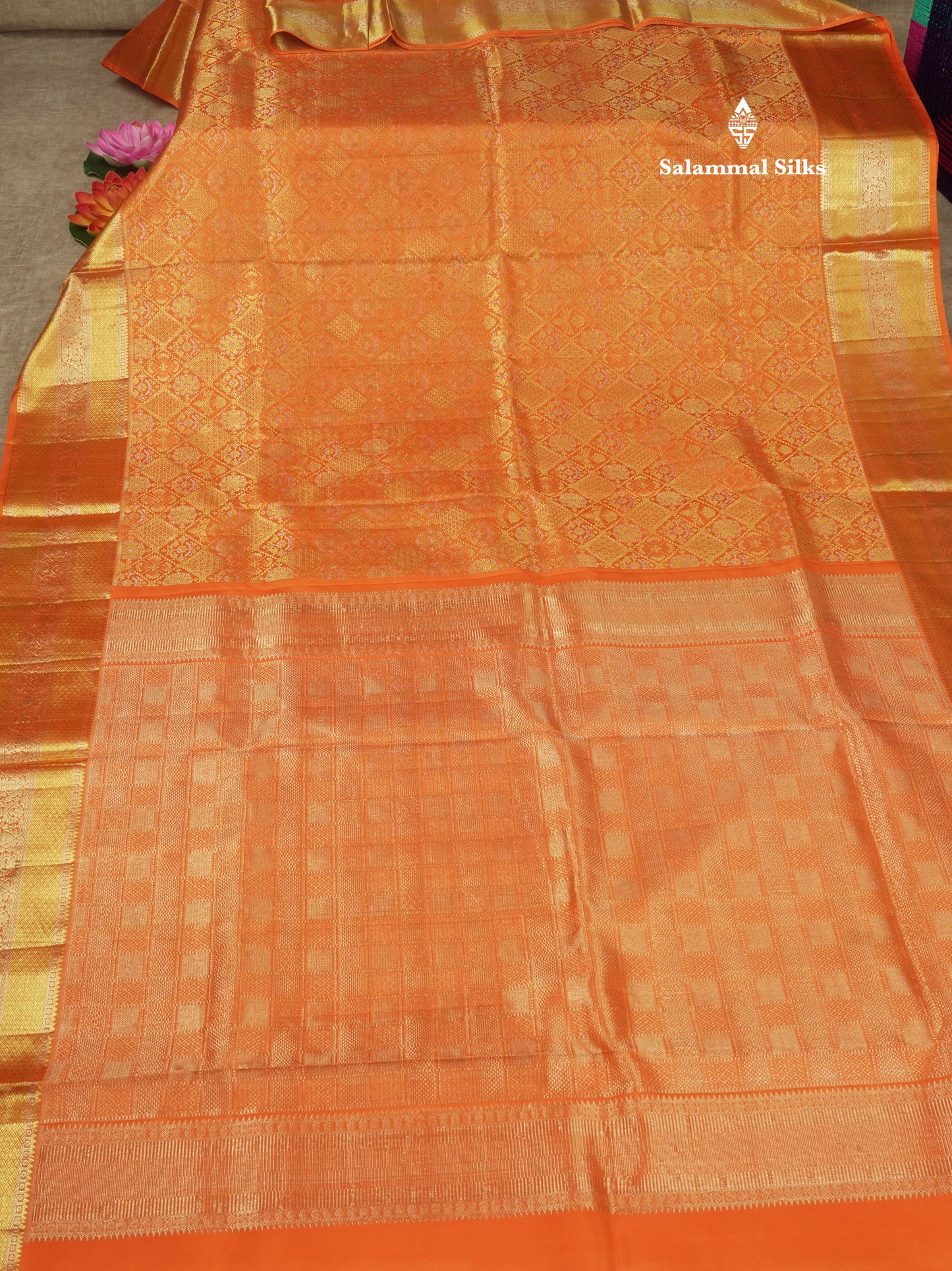 Pinkish Red Bridal Pure Kanjivaram Silk Saree With Self Border
