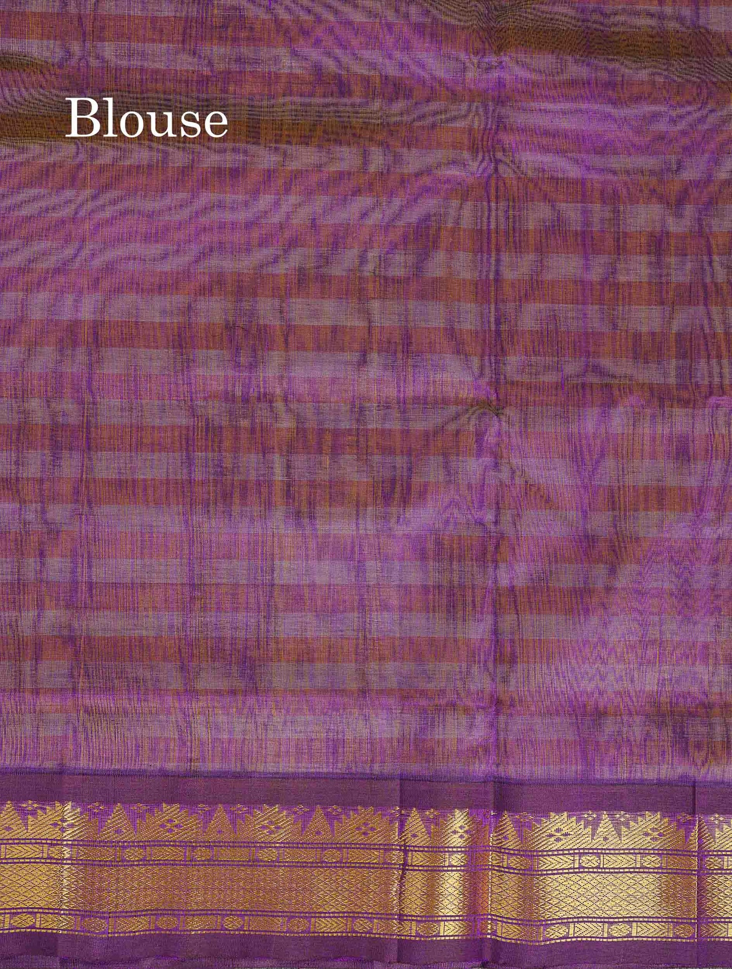 Contrast Dark Purple Blouse Of Multicolour Pure Silk Cotton Saree