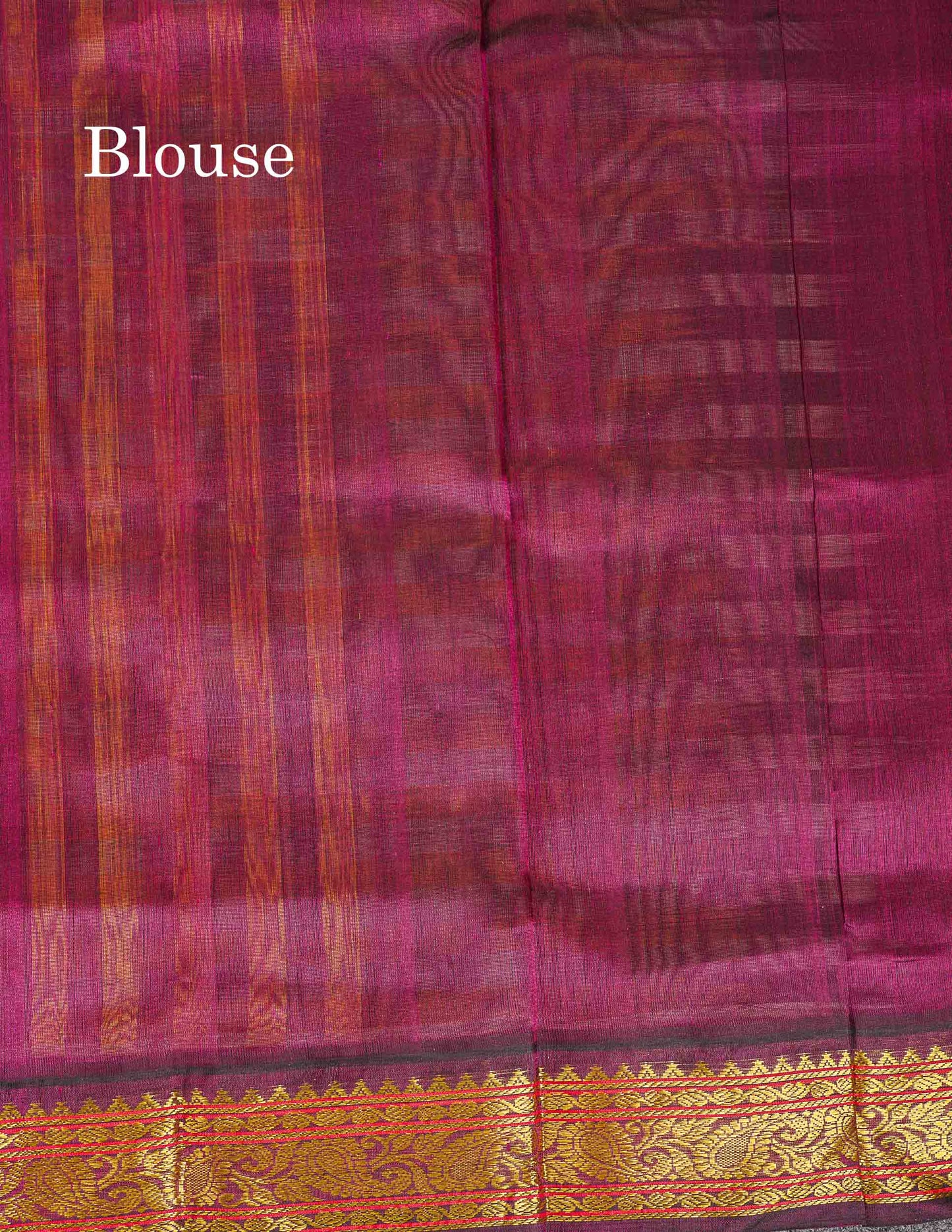 Contrast Magenta Blouse Of Multicolour Pure Silk Cotton Saree