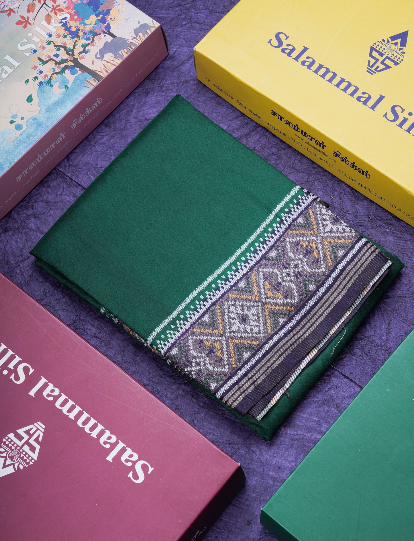 Brown Colour Plain Semi Dola Silk With Ajirah Print Border