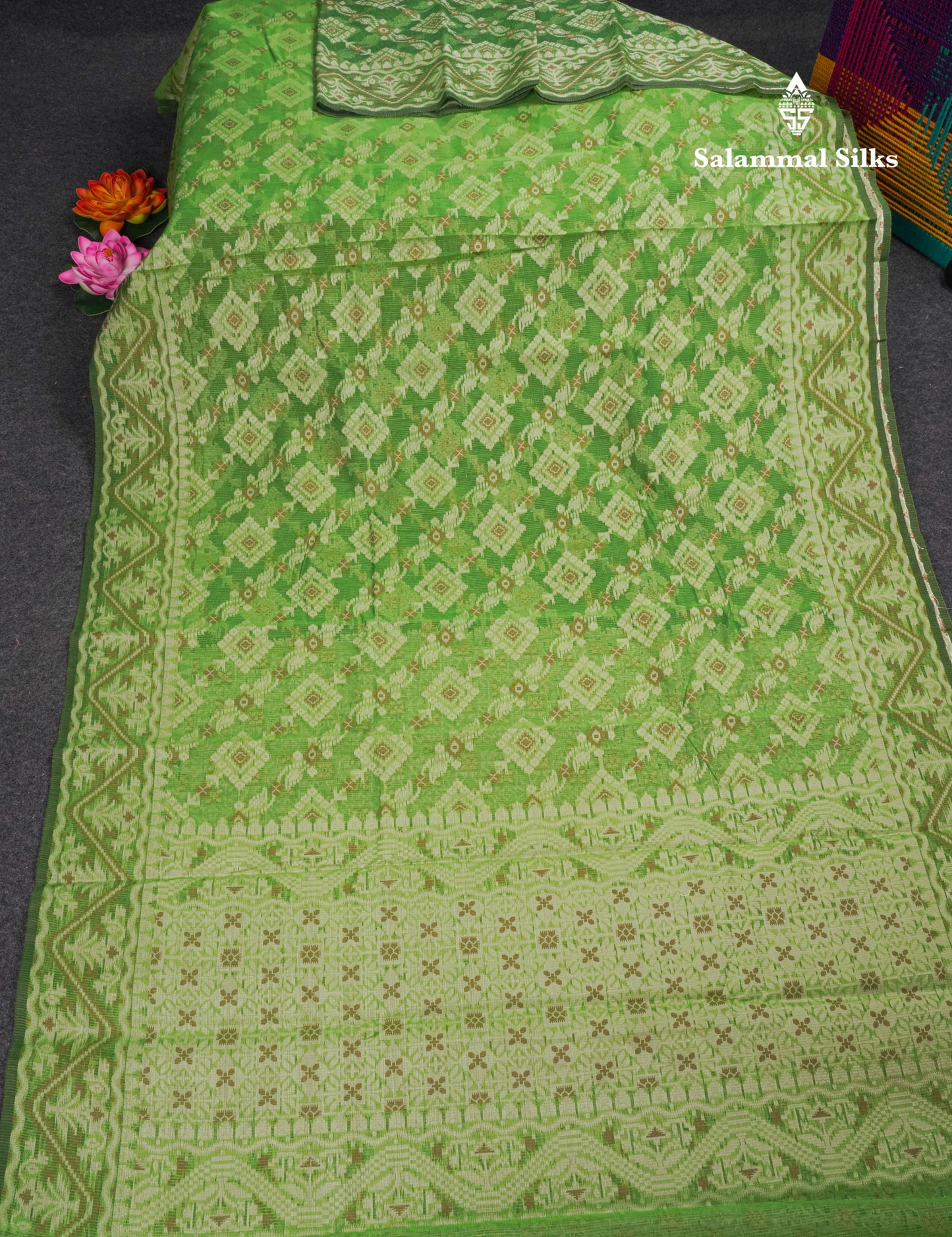 Green Thread Kota Saree With Fancy Border