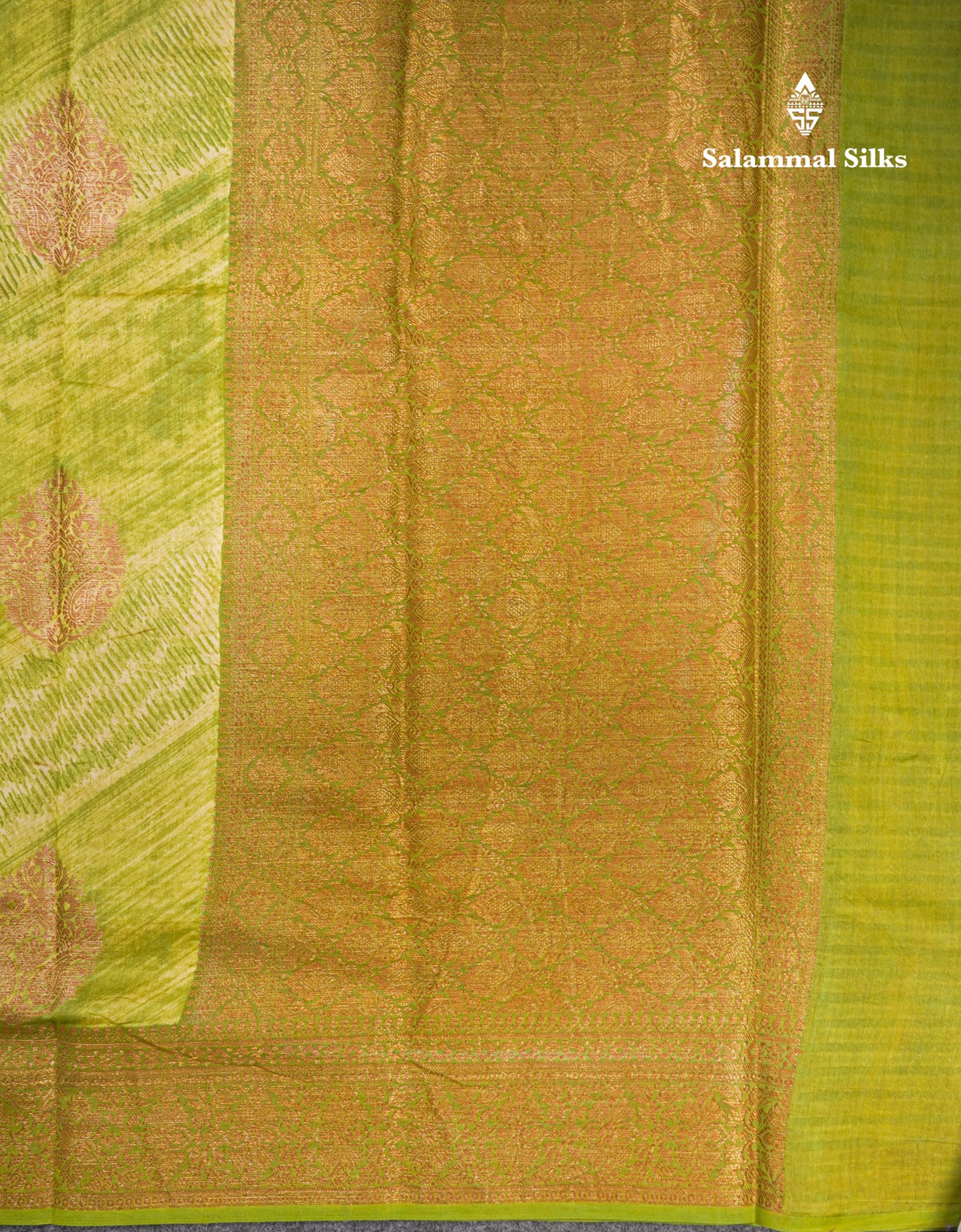 Army Green Chanderi Cotton Saree With Grand Blouse