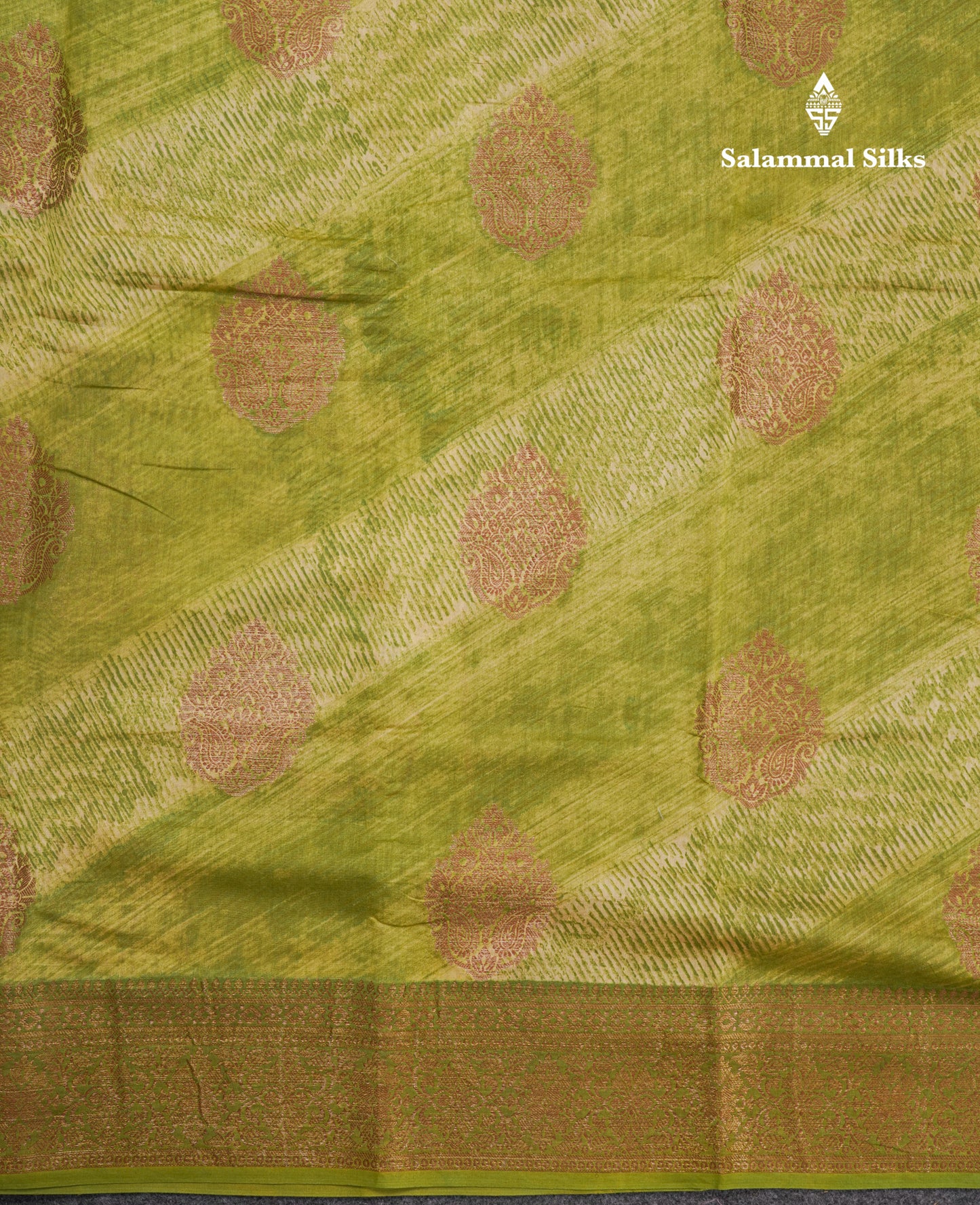 Army Green Chanderi Cotton Saree With Grand Blouse
