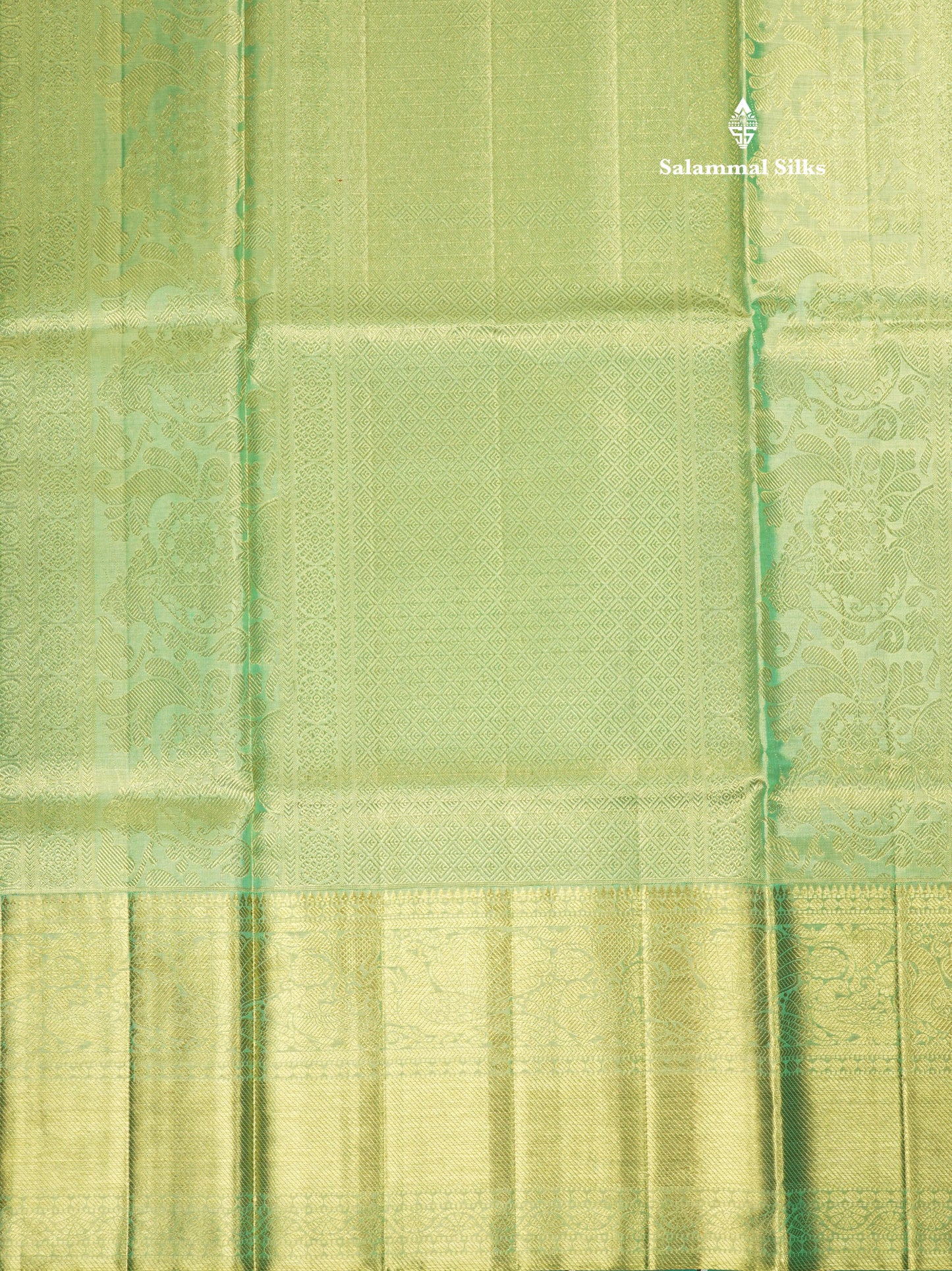Beautiful Light Green Tissue Plain Pure Kanjivaram Silk Saree (2G) Zari With Self Border