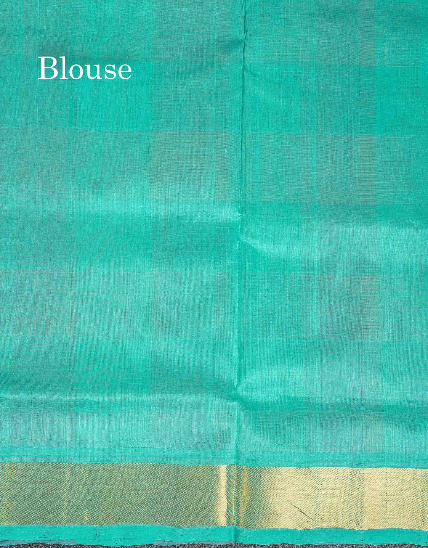 Contrast Sapphire Green Blouse Of Multicolour Pure Silk Cotton Saree
