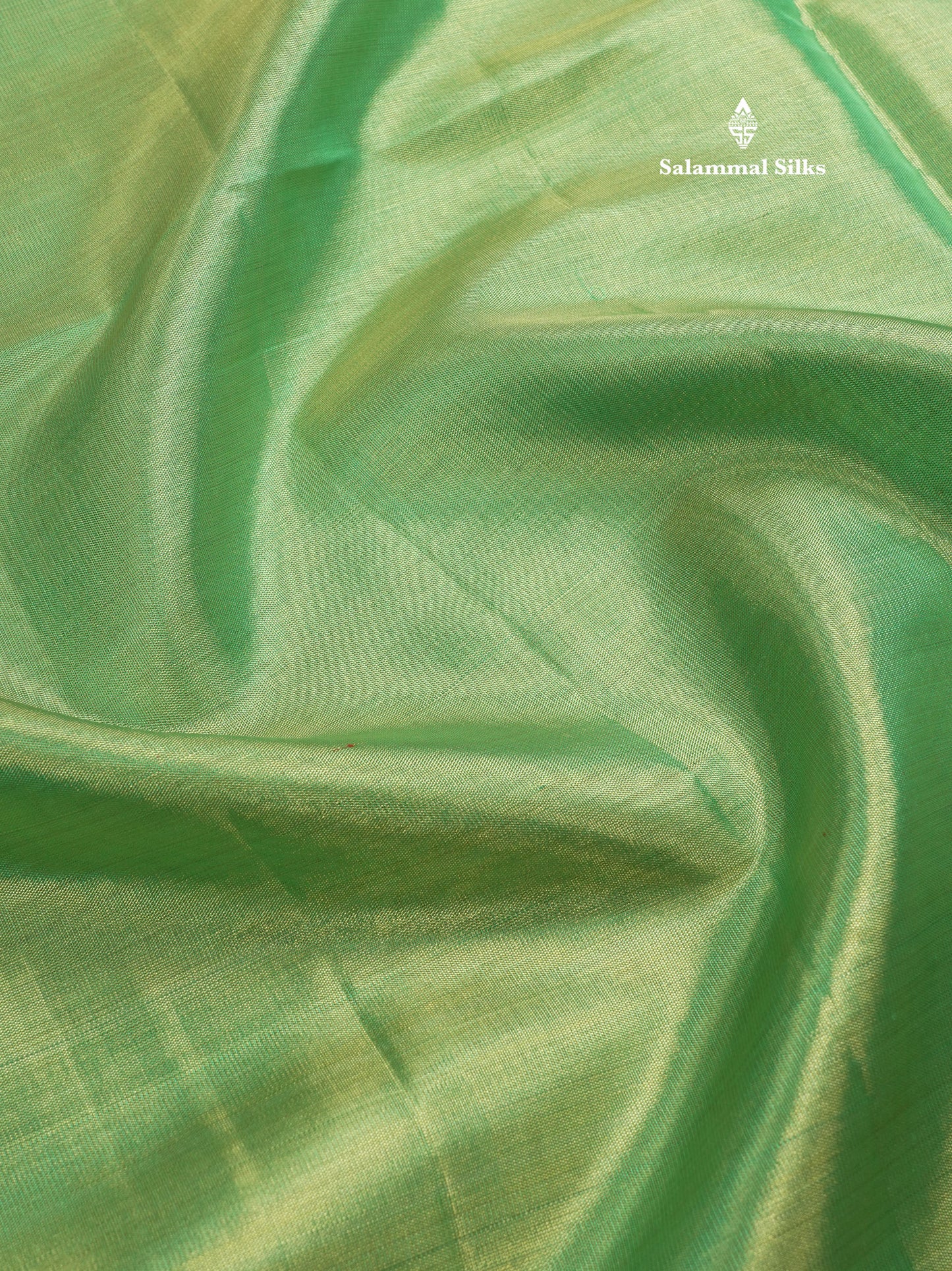 Beautiful Light Green Tissue Plain Pure Kanjivaram Silk Saree (2G) Zari With Self Border