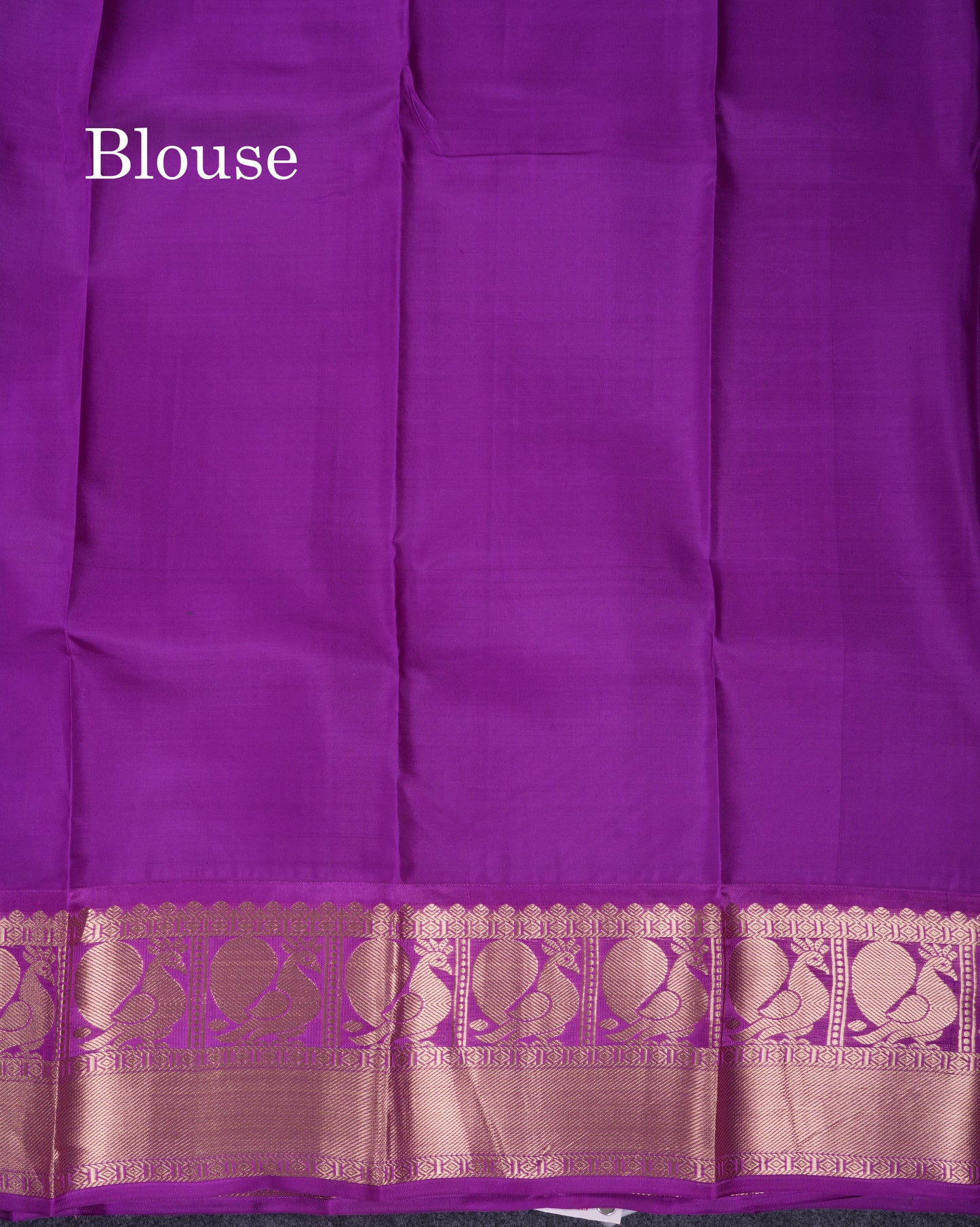 Beautiful Saffire Green Pure Kanjivaram Silk Saree With Contrast Dark Purple Traditional Border
