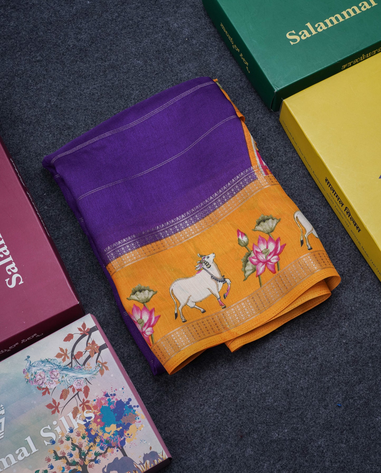 Bottle Green Semi Crepe Saree With Contrast Reddish Pink Border
