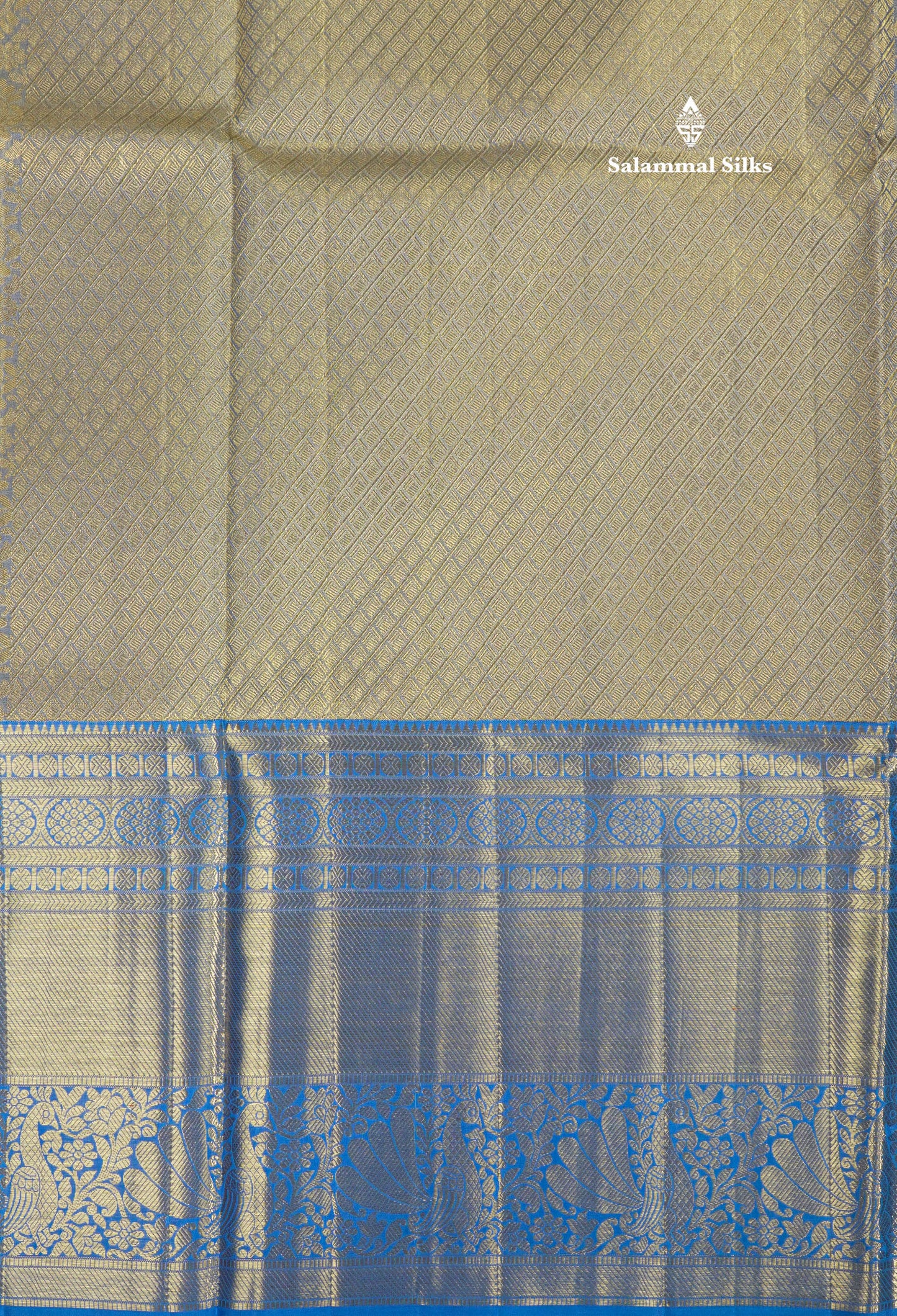Beautiful Pink Tissue Pure Kanjivaram Silk Saree (2G) Zari With Contrast Royal Blue Border