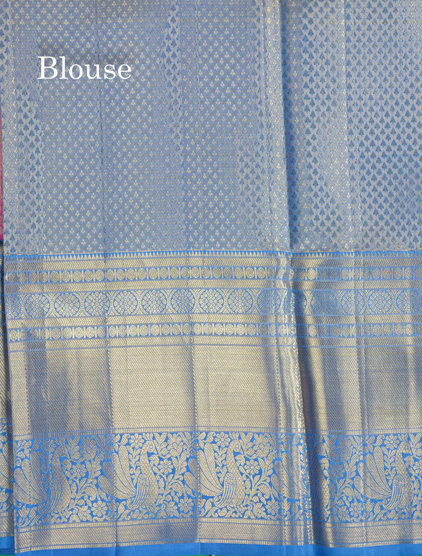Beautiful Pink Tissue Pure Kanjivaram Silk Saree (2G) Zari With Contrast Royal Blue Border